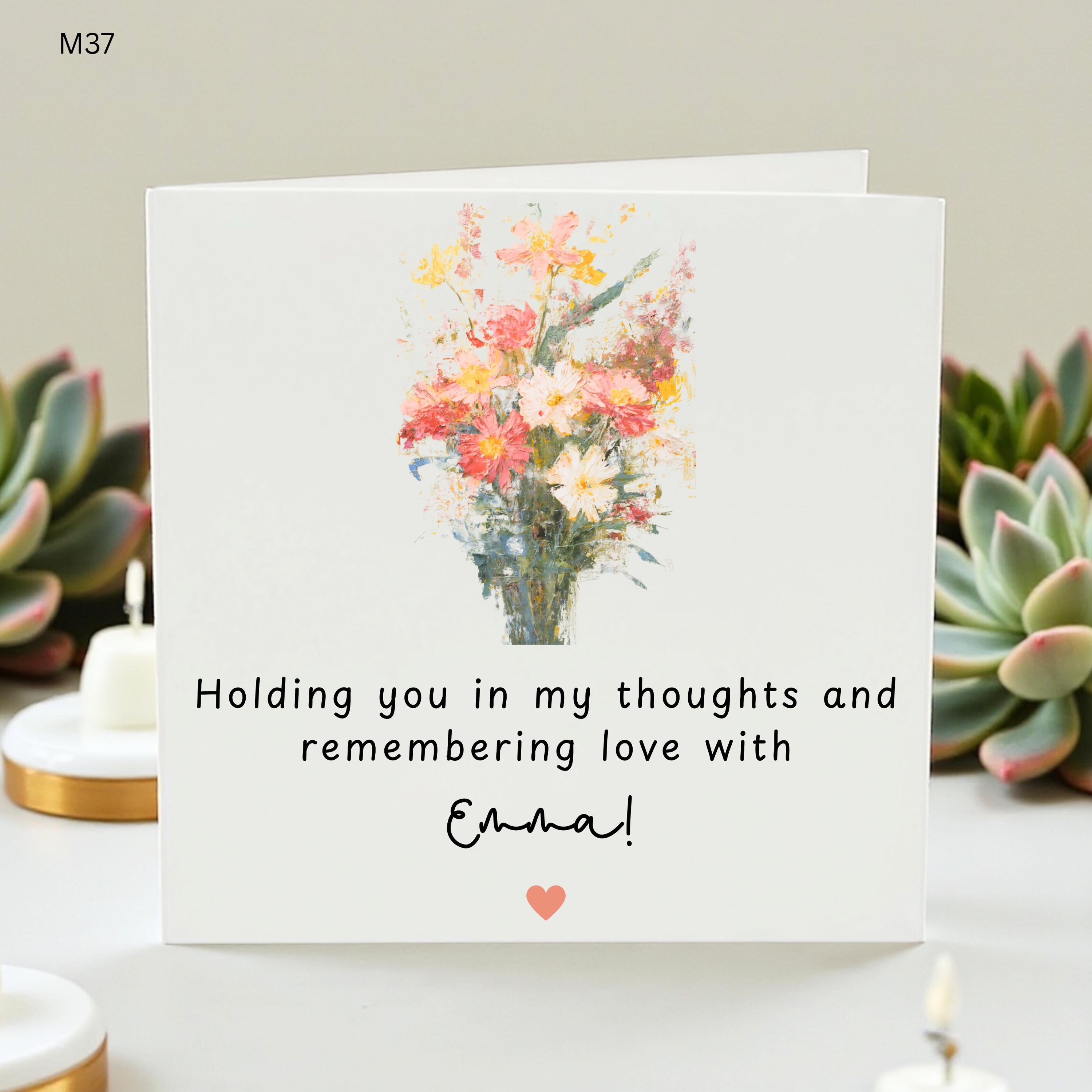 Personalized Sympathy Card, Bereavement Card with Name,Custom Loss of Loved One Greeting Card, In Loving Memory Card, Condolence Card Floral