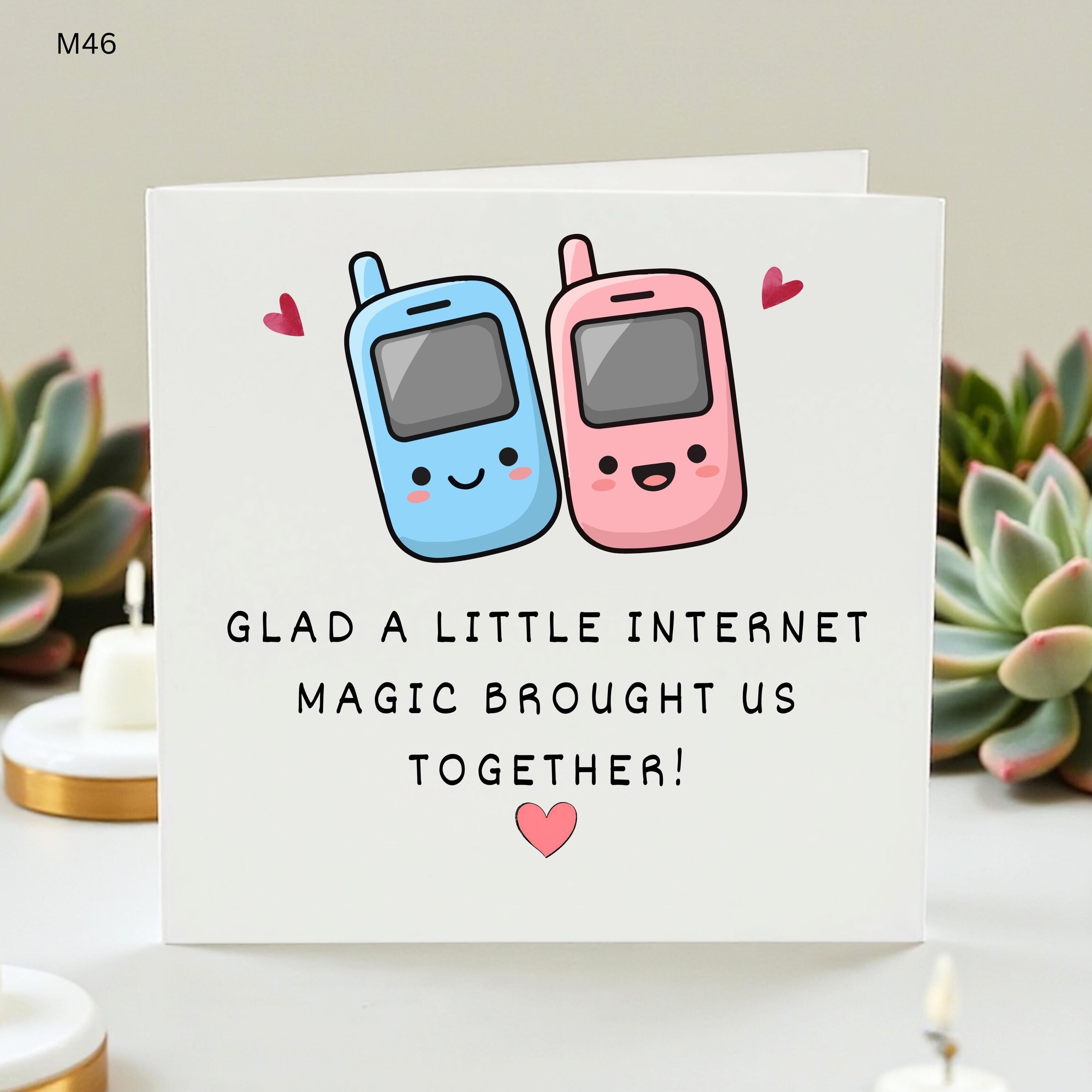 Funny Online Dating Card, Couple Anniversary Card, Met Online Card, Internet Love Card, Cute Couple Gift, Long Distance Relationship