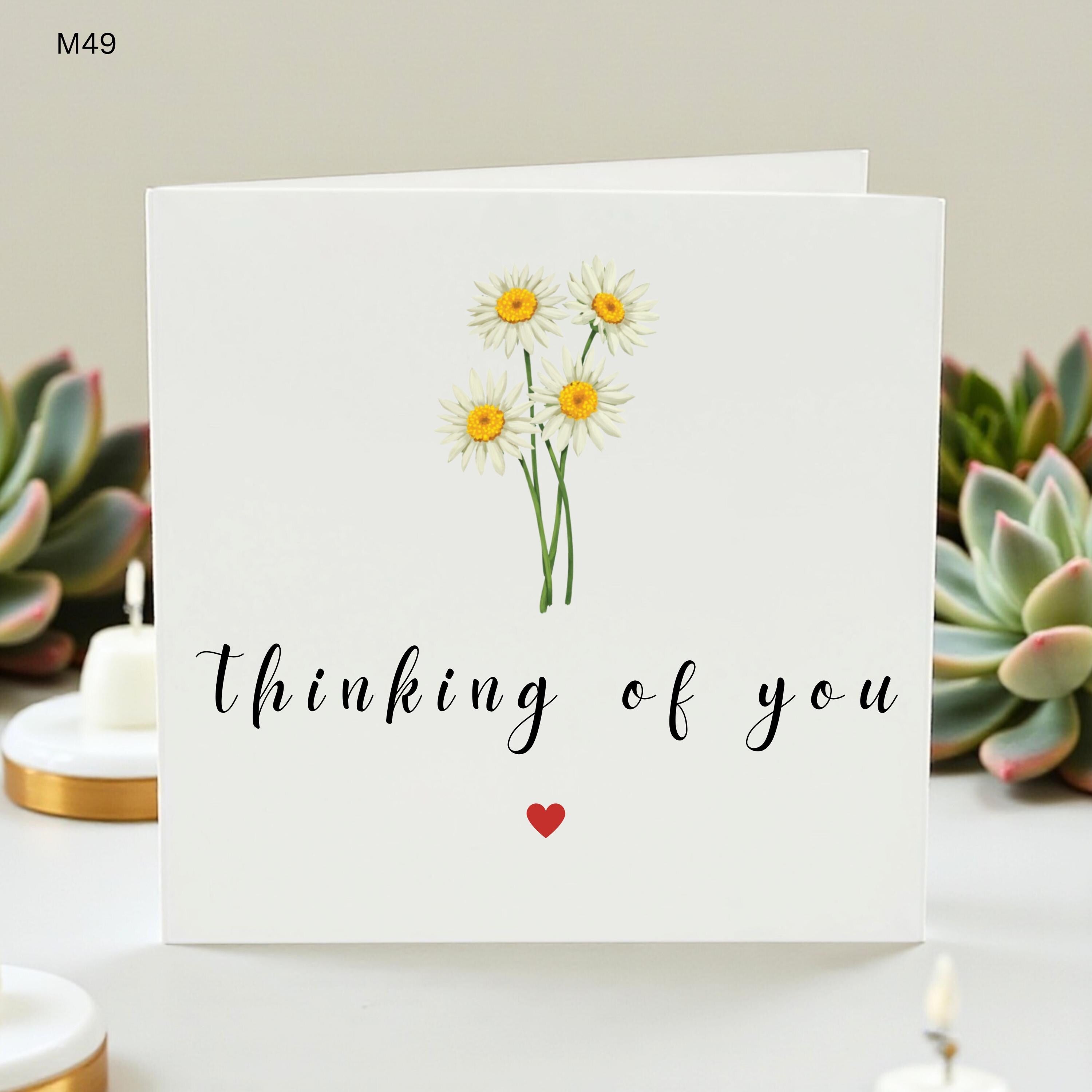 Thinking of You Card with Daisy Illustration – Cute Handwritten Sympathy, Encouragement, or Missing You Greeting Card