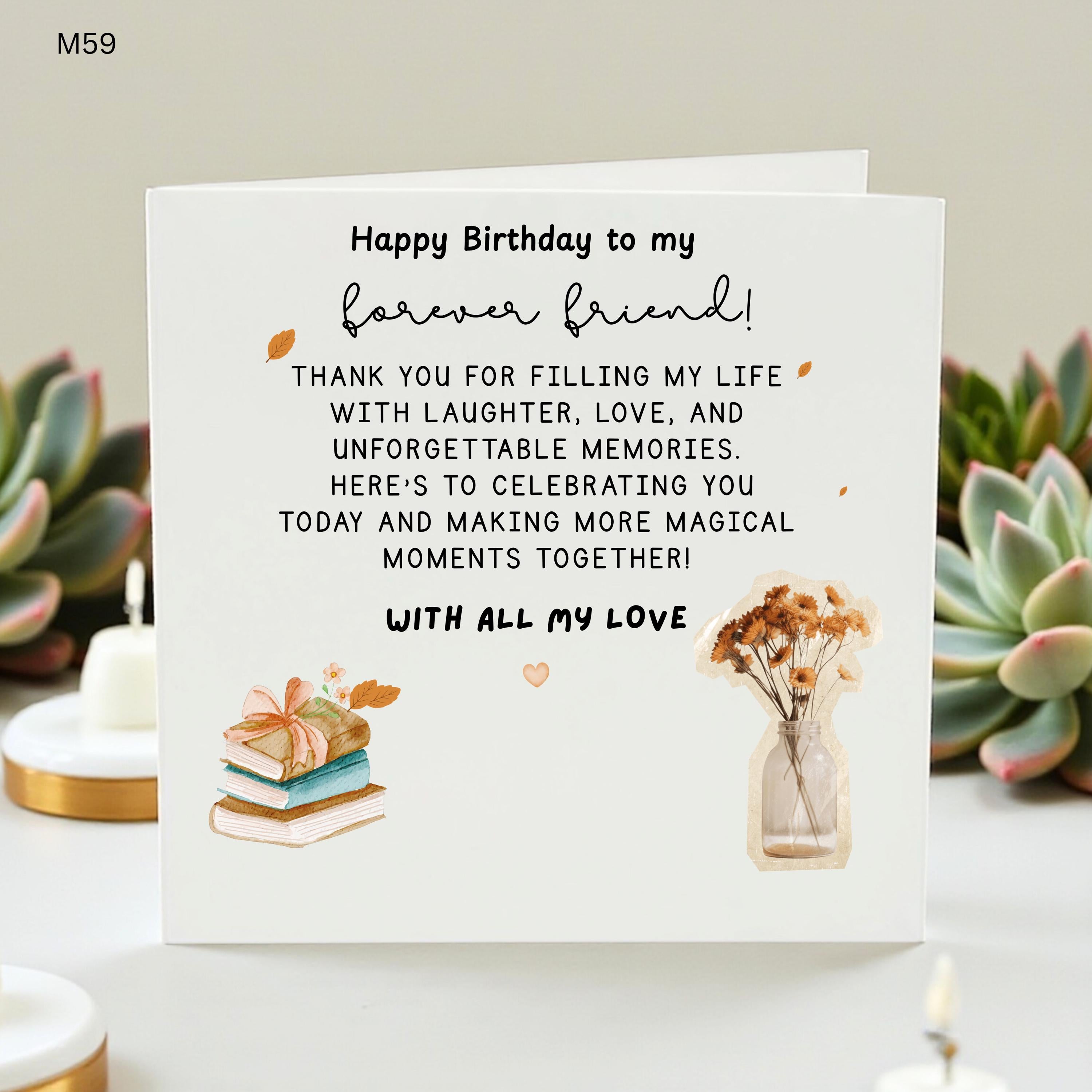 Forever Friend Birthday Card, Sentimental Greeting Card for Bestie,Meaningful Birthday Card, Heartfelt Gift for Friend, Best Friend Birthday
