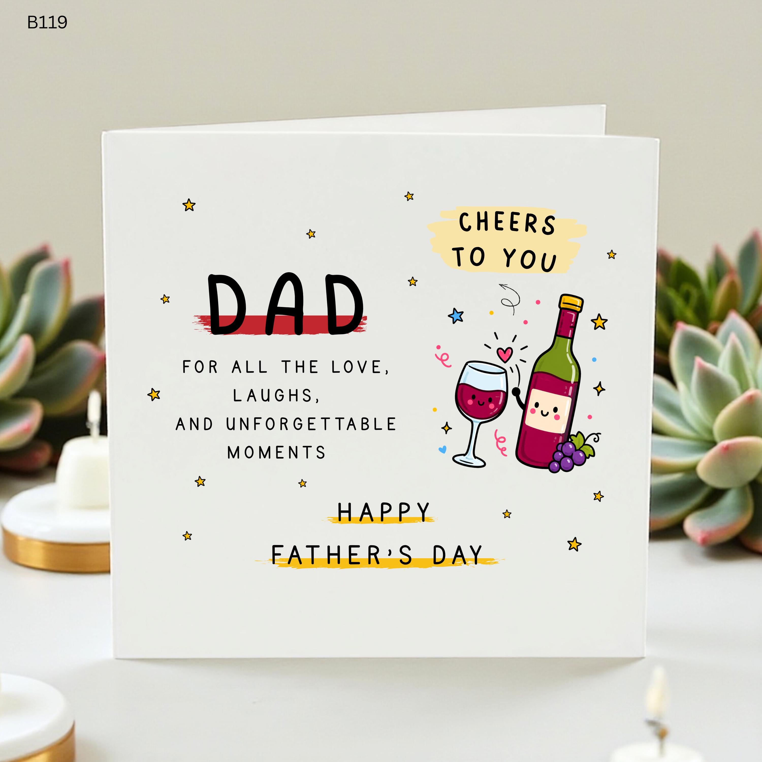 Wine Lover Father's Day Card, Cheers to You Dad Card, Funny Red Wine Birthday Card for Him, Unforgettable Moments Card, Best Dad Wine Gift