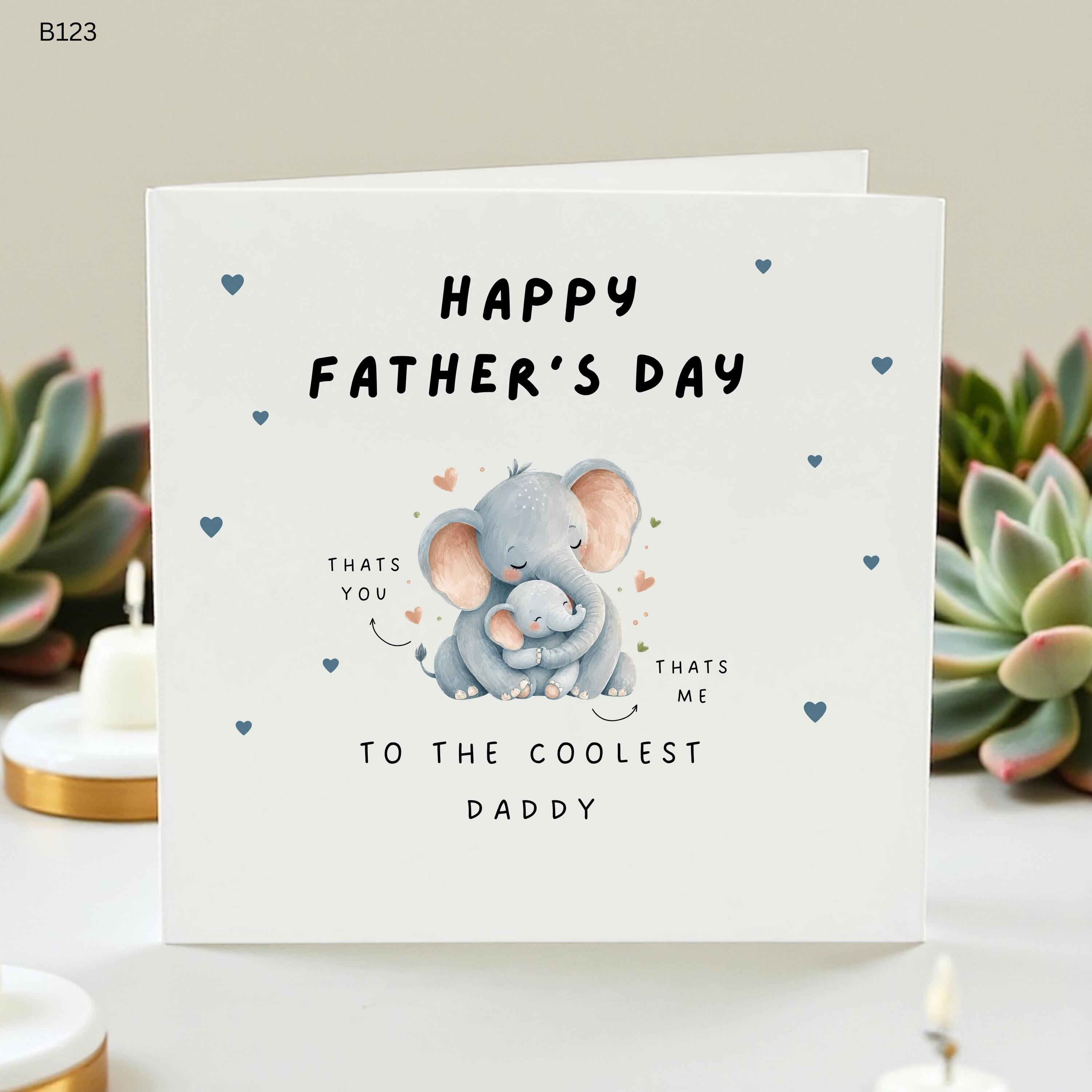 Elephant Father's Day Card, To the Coolest Daddy Card, First Father's Day Gift for New Dad, Cute Animal Greeting Card from Son or Daughter