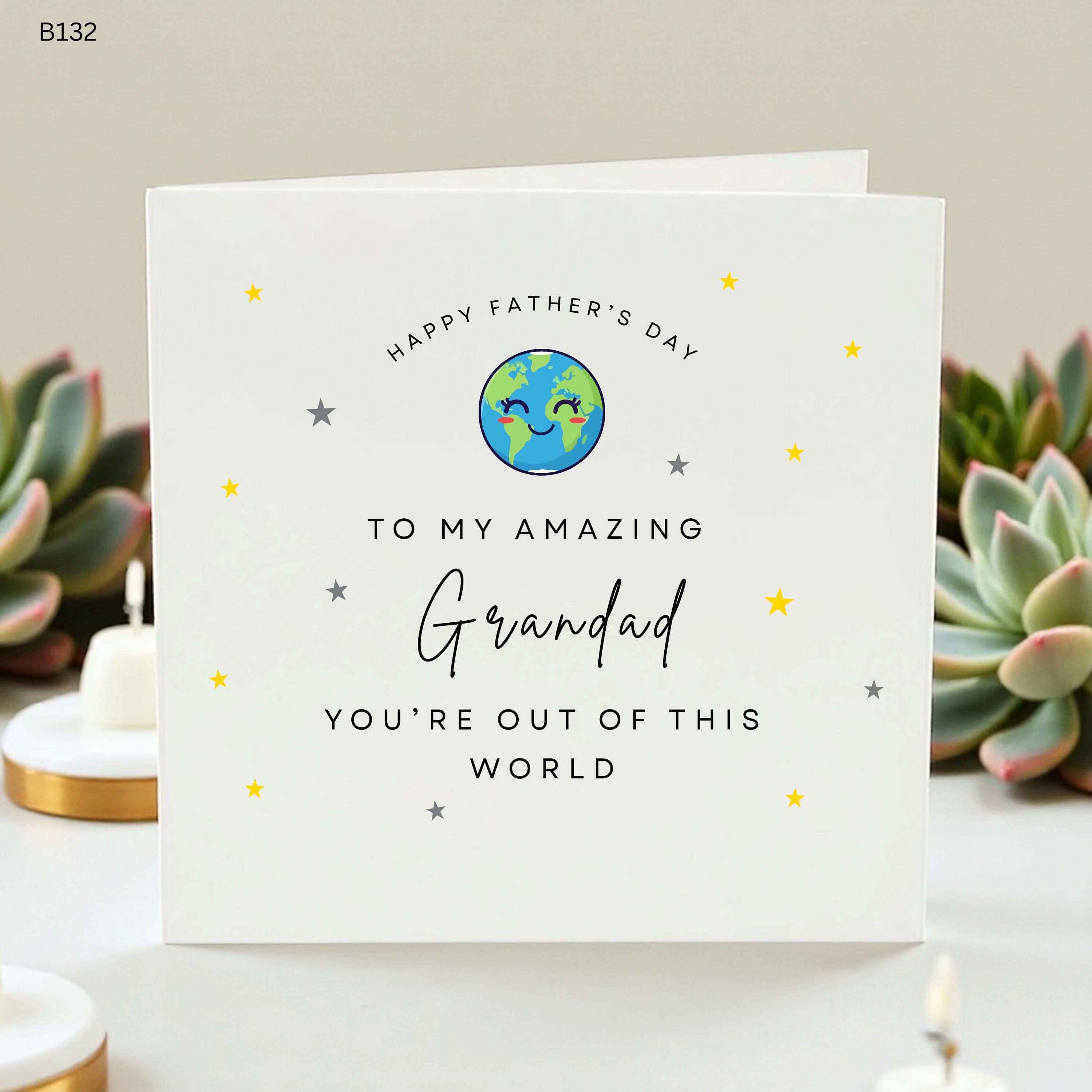 Amazing Grandad Father’s Day Card, Out of This World Grandad Card, Cute Earth and Stars Card for Grandpa, Best Grandad Gift, Grandpa Card