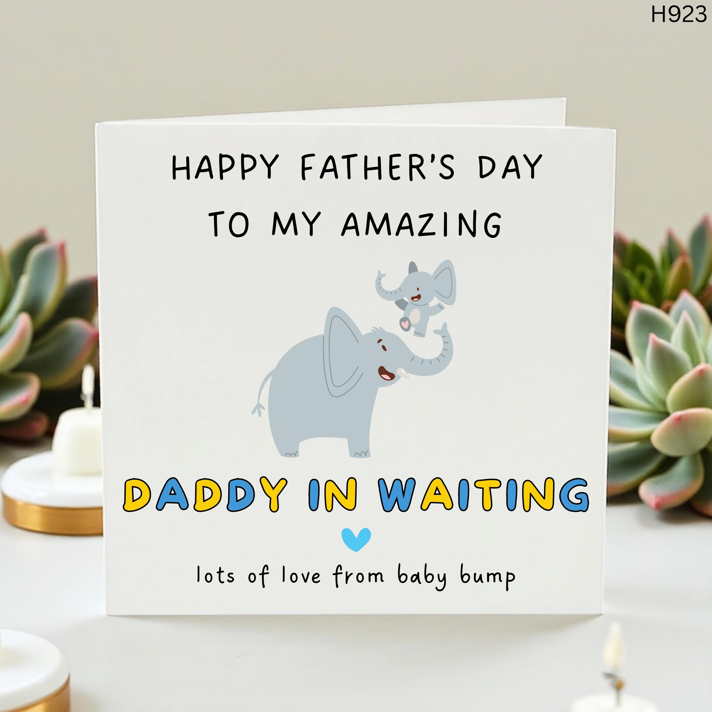Daddy in Waiting Father's Day Card from Baby Bump, Expecting Dad Card, First Father's Day Card for New Daddy to Be, Cute Elephant Theme