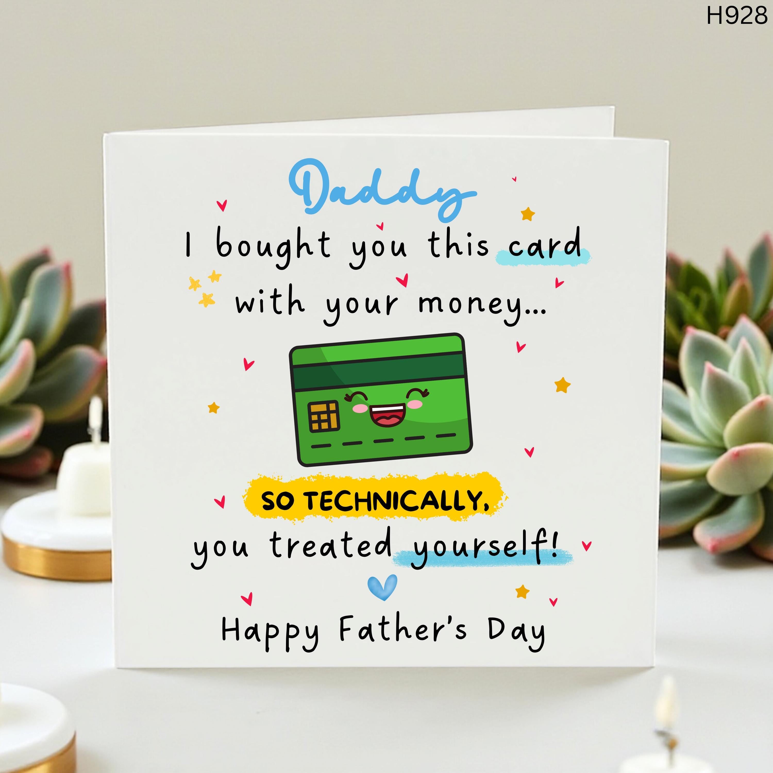 Funny Father's Day Card from Kids - I Bought This With Your Money Card for Dad, Husband - Treated Yourself Cheeky Greeting Card for Him