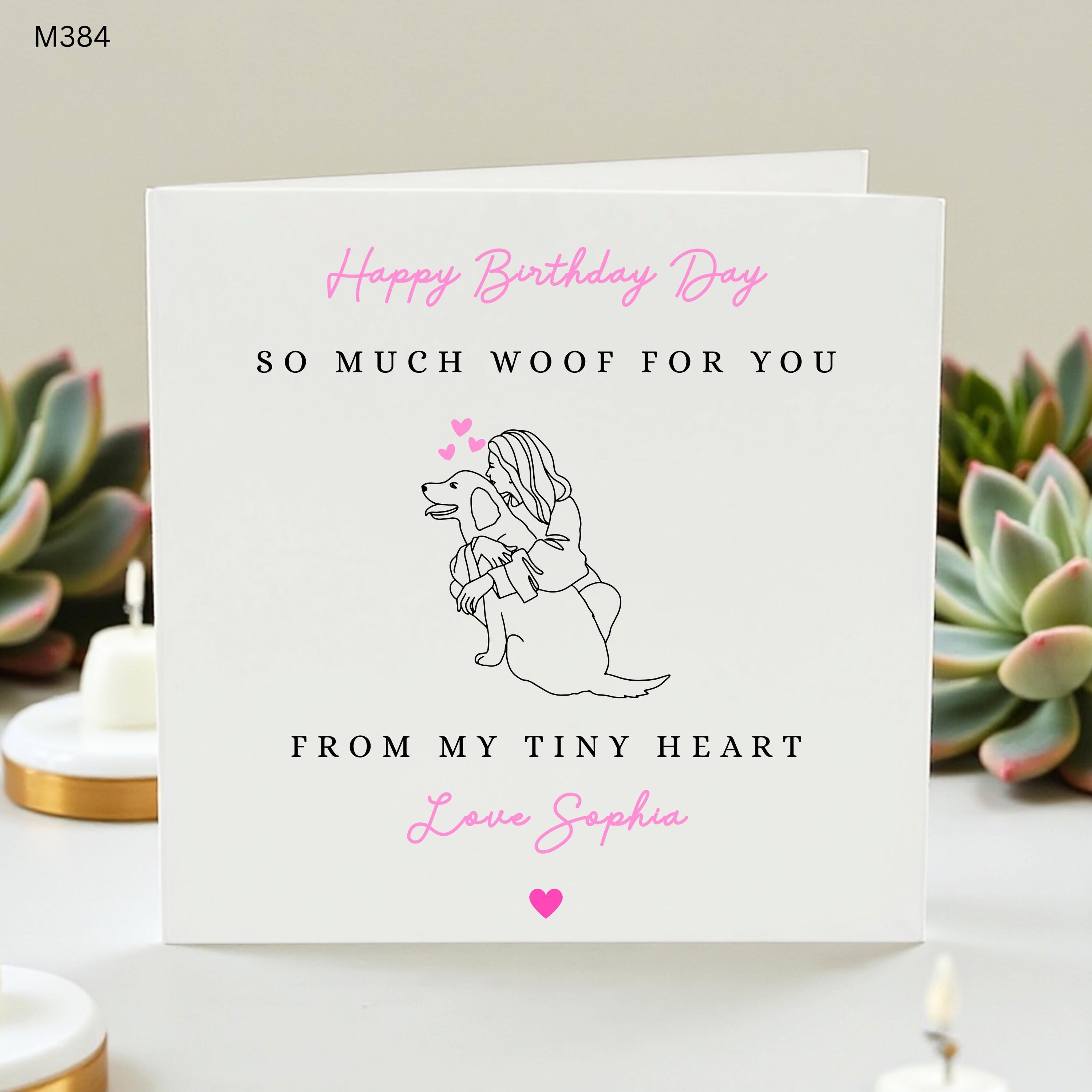 Personalized Dog Mom Birthday Card, Custom Name Card From The Dog, Minimalist Golden Retriever Art, Happy Birthday Day Card, Dog Lover Gift