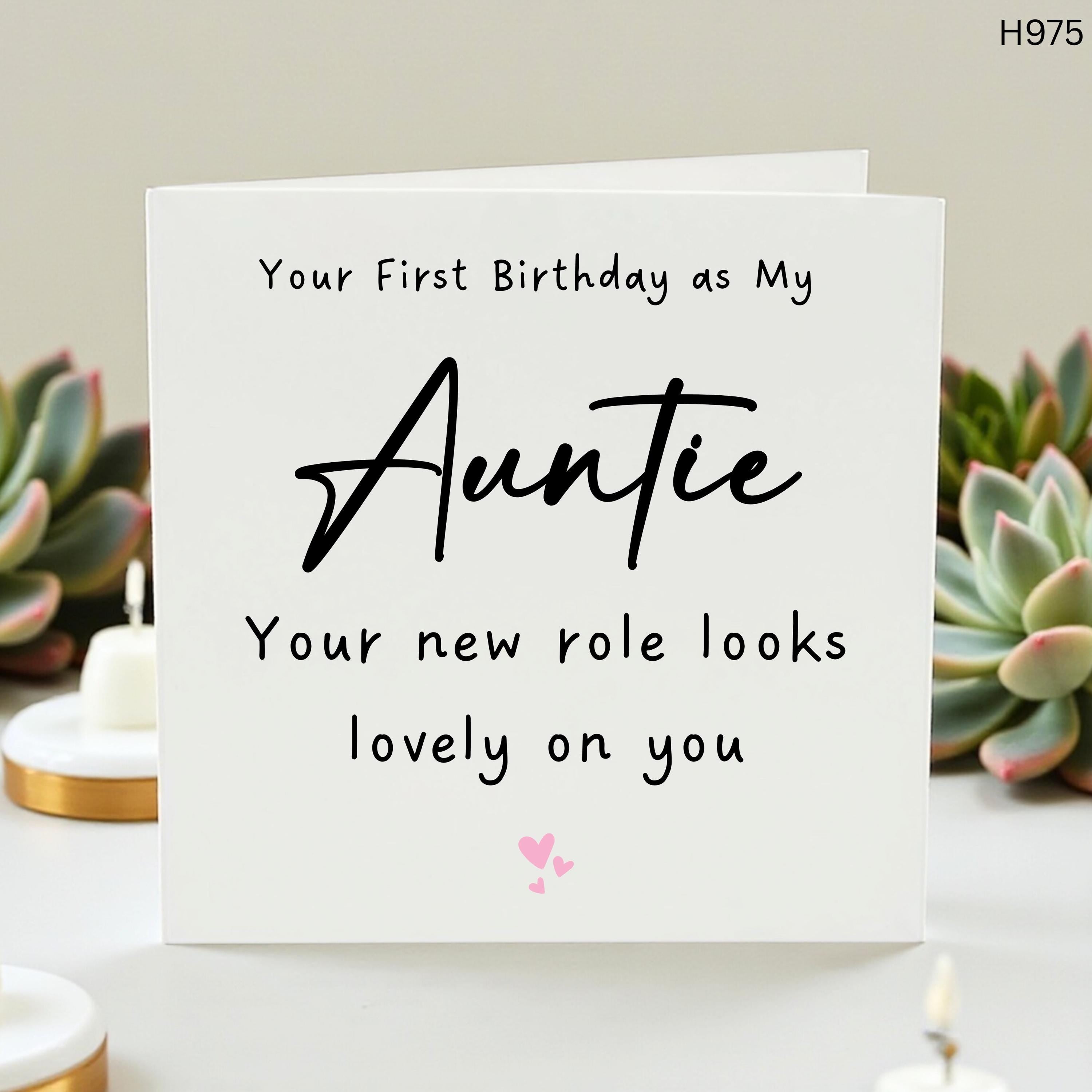 Your First Birthday as My Auntie Card, New Auntie Birthday Card, Promoted to Auntie, Your New Role Looks Lovely On You, Card for Best Aunt