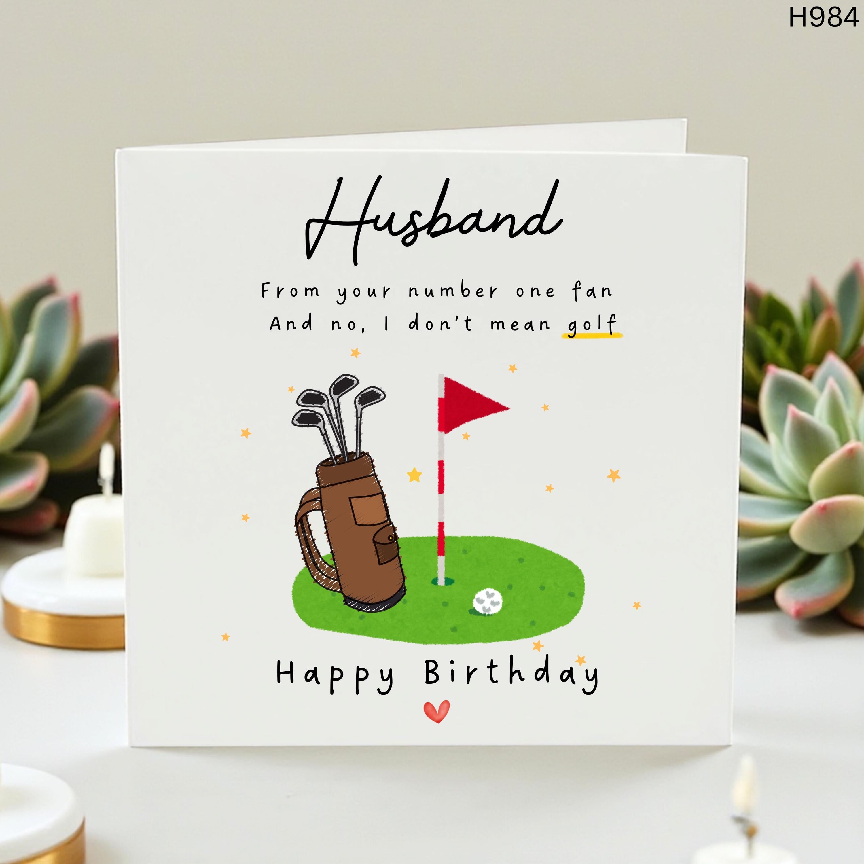 Funny Golf Birthday Card for Husband, Personalized Golfer Card, From Your Number One Fan Not Golf, Custom Golf Theme Birthday Gift for Him
