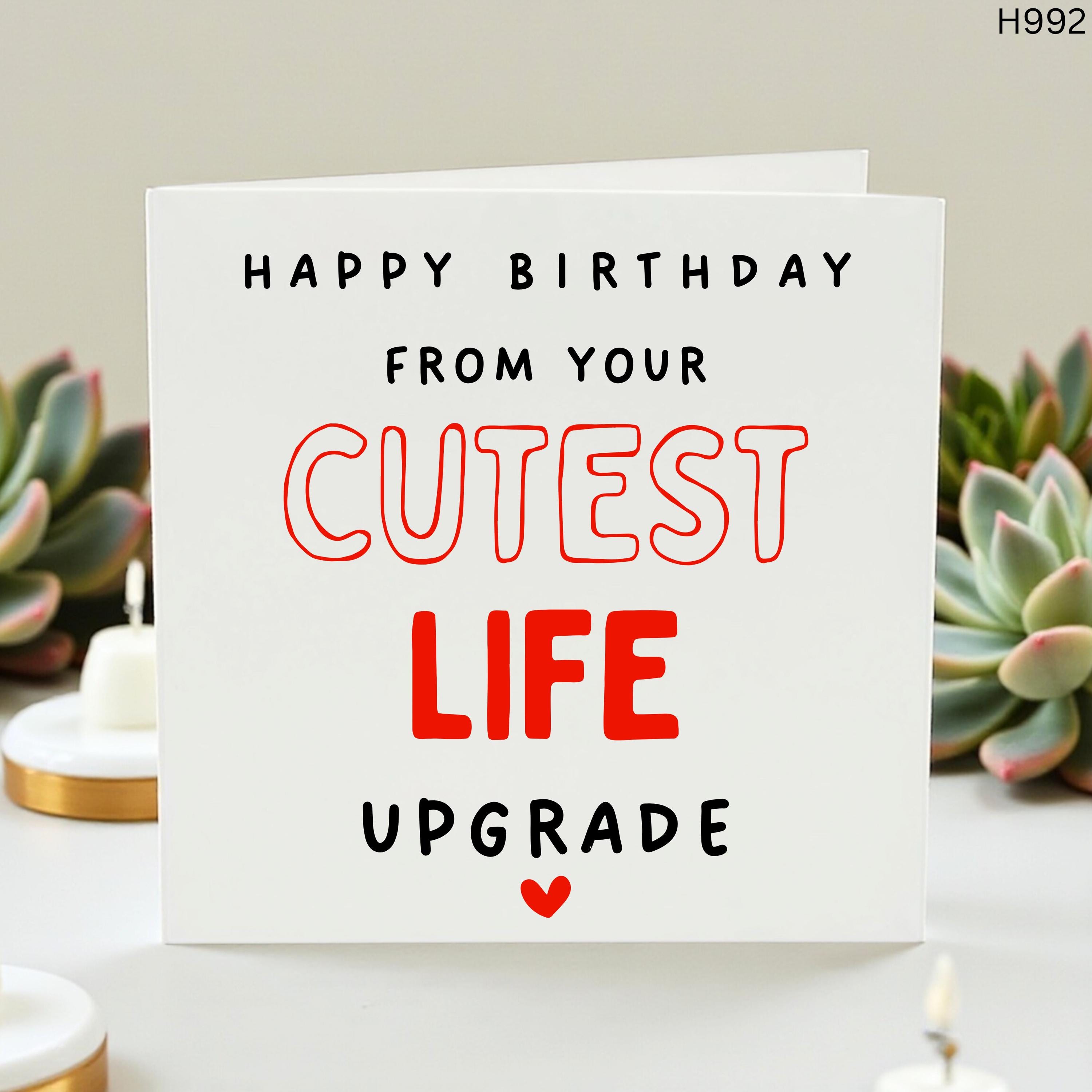 Funny Birthday Card for Boyfriend or Girlfriend - Cutest Life Upgrade Card for Husband Wife - Witty Anniversary Gift - Card from the Bump