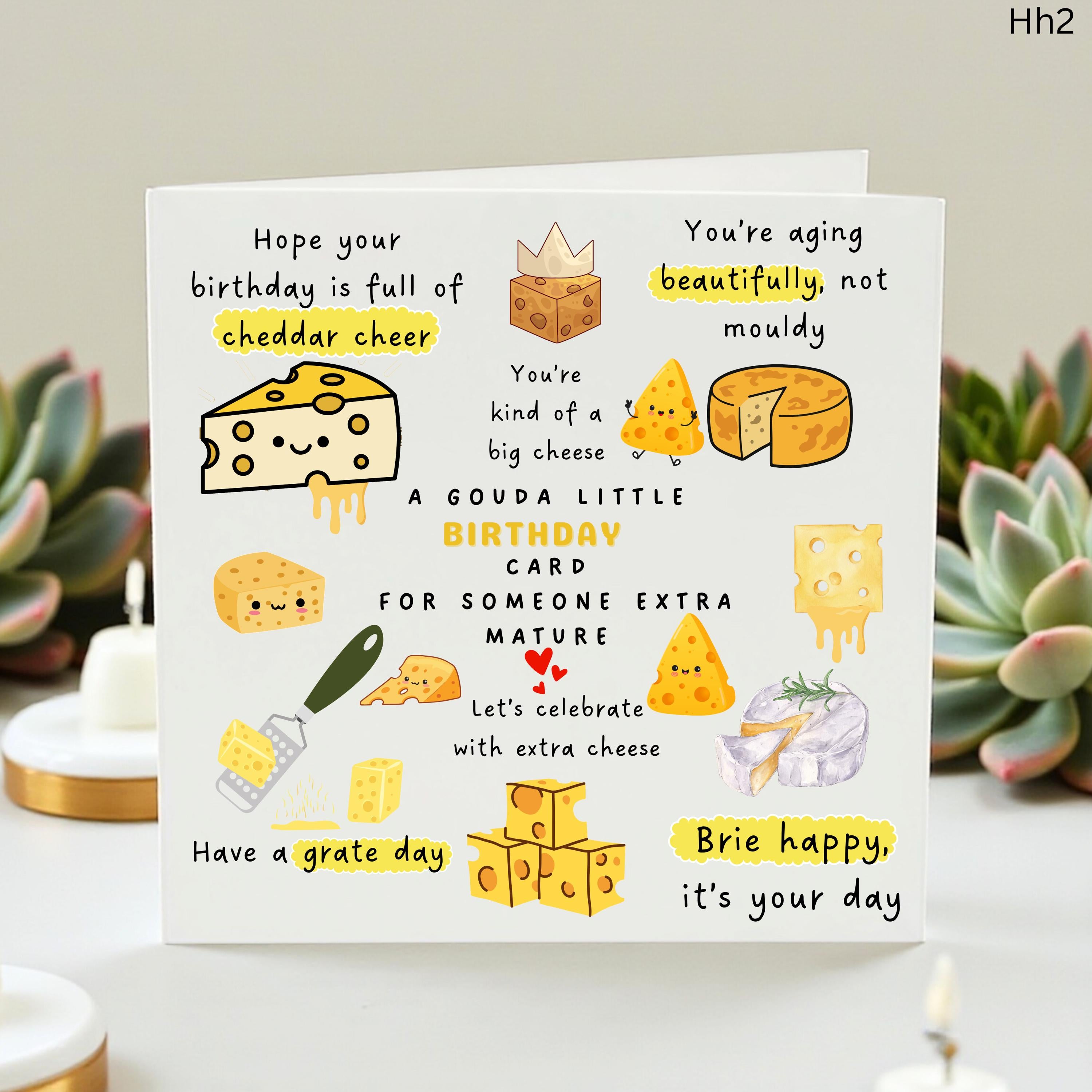 Funny Cheese Birthday Card for Him or Her - A Gouda Little Birthday Card for Someone Extra Mature - Cheesy Pun Birthday Gift for Foodie