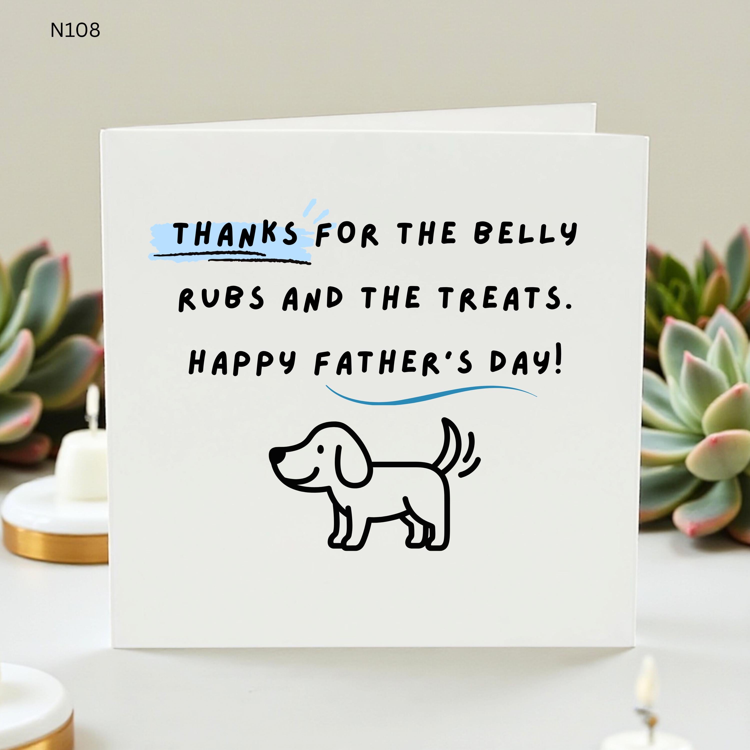 Father's Day Card from Dog, Funny Dog Dad Card, Thanks for Treats, Funny Card from Pet, Dog Lover Gift, Pet Parent Card, Dog Daddy Greeting
