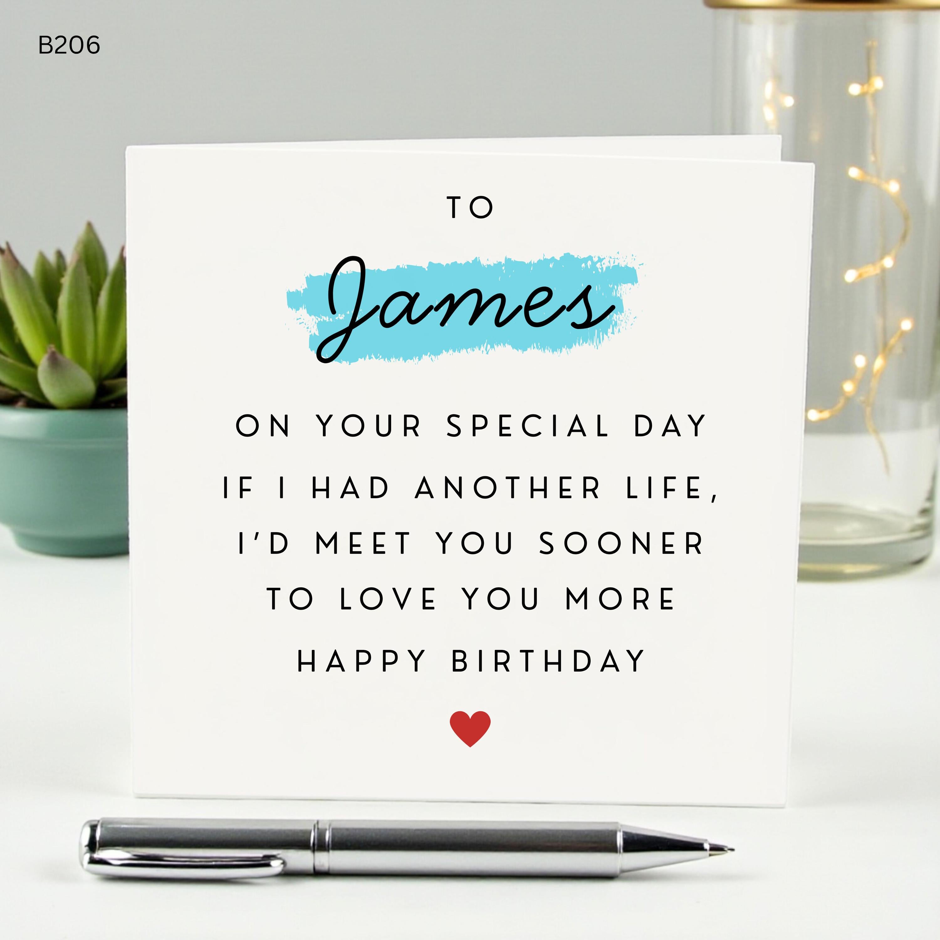 Personalized Birthday Card for Husband Boyfriend, Meet You Sooner Soulmate Card, Custom Name Birthday Gift for Him Romantic Card for Partner
