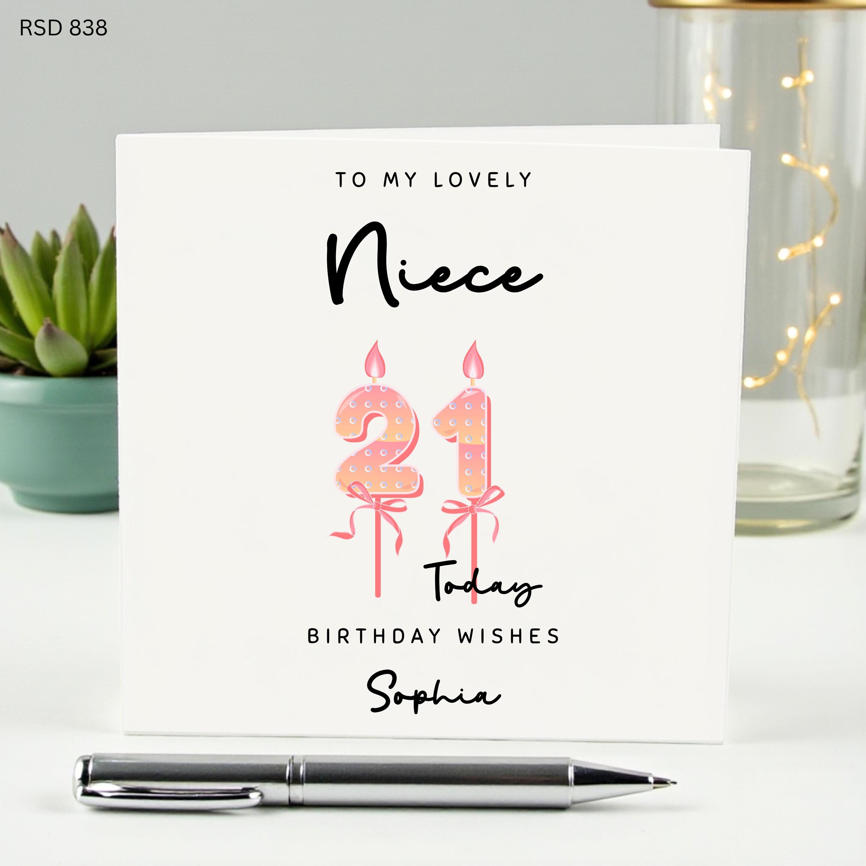 Personalized Niece 21st Birthday Card, 21 Today Milestone Card for Her, Custom Name Age 21 Birthday Card for Daughter, Special Lovely Niece
