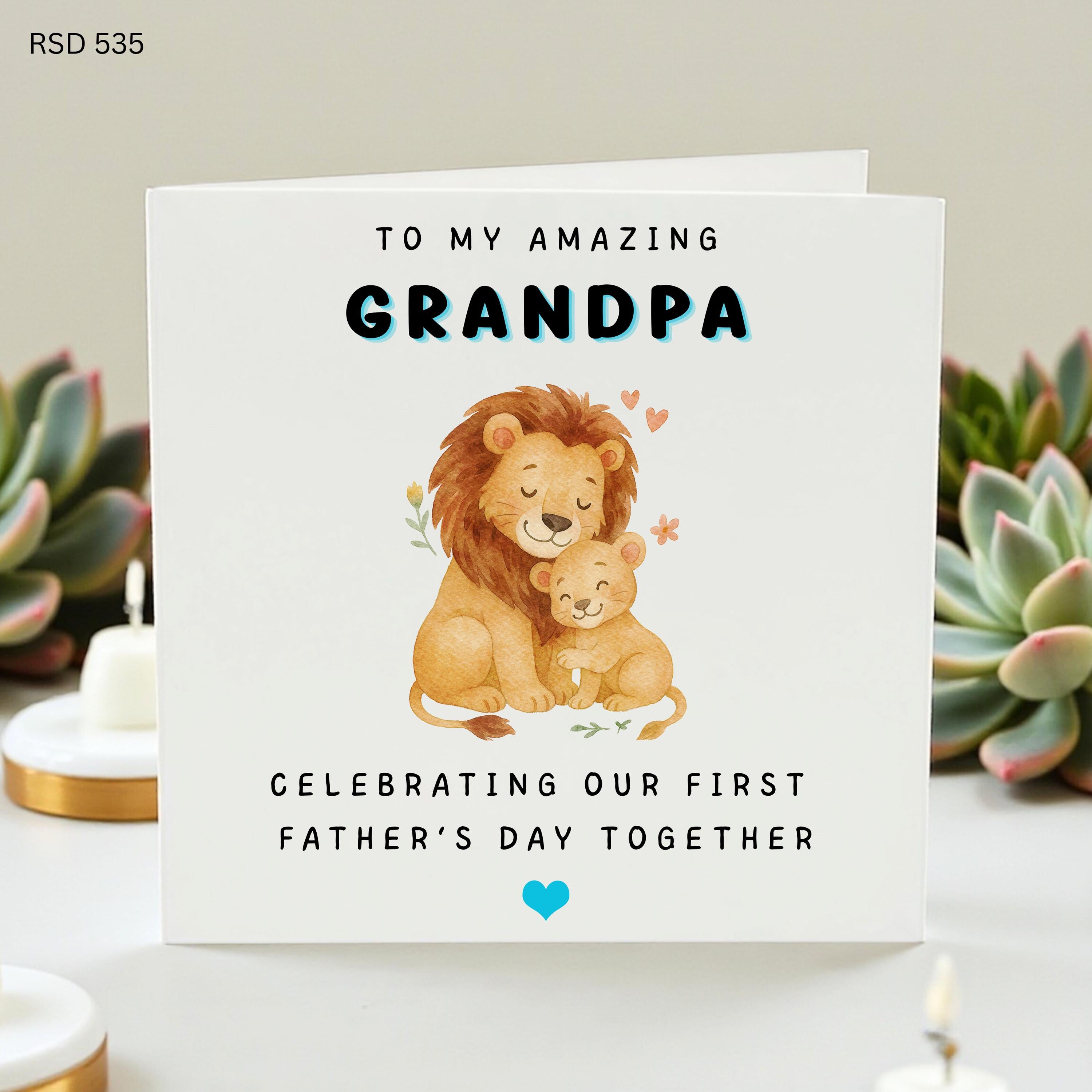 First Fathers Day Card for Grandpa from Grandchild, Custom Grandfather Fathers Day Card, Lion Theme Grandad Card, New Grandpa Gift, Cute