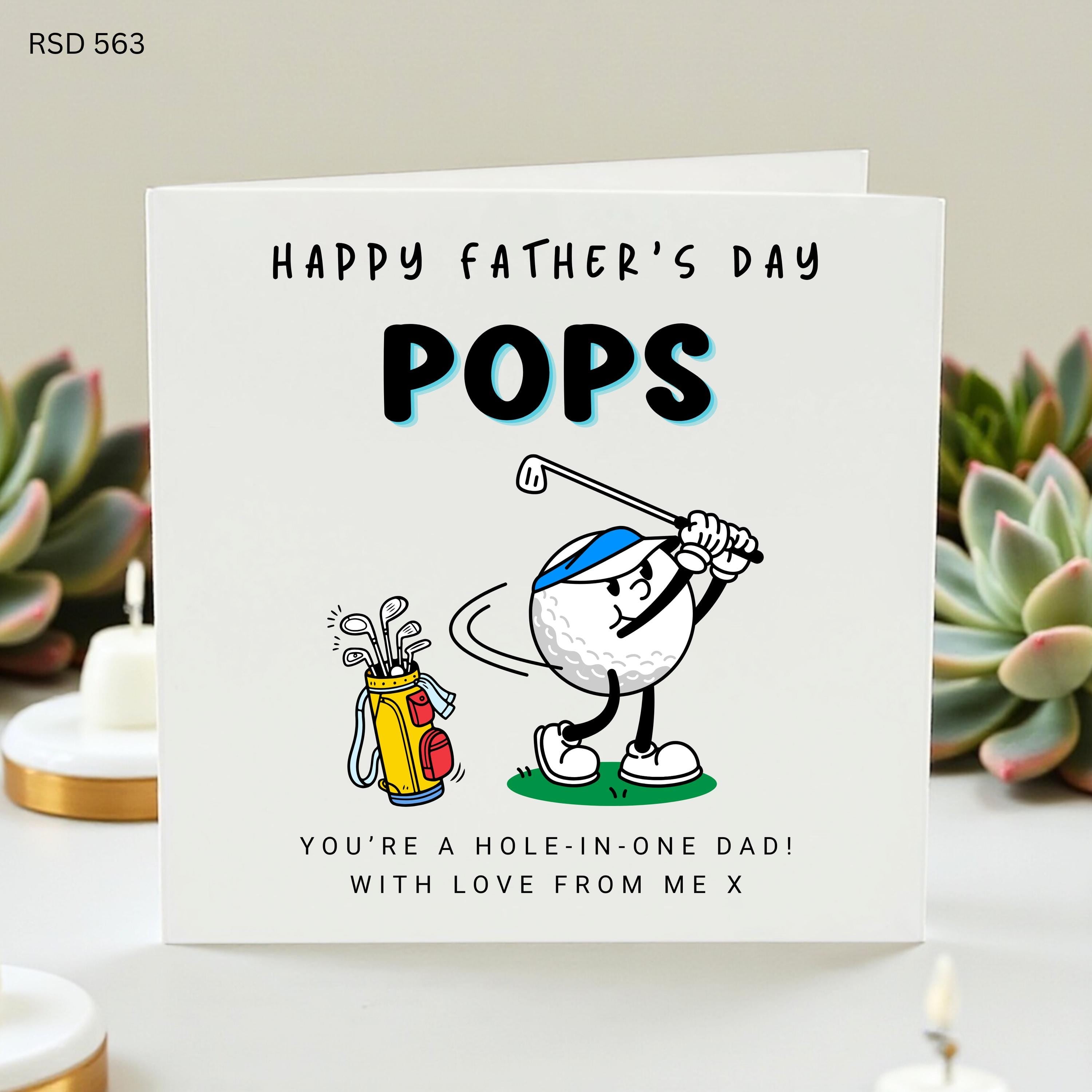 Father's Day Golf Card for Pops, Funny Golf Dad Card, Hole in One Dad, Fathers Day Card from Child, Golfing Gift for Dad, Golfer Gift Idea