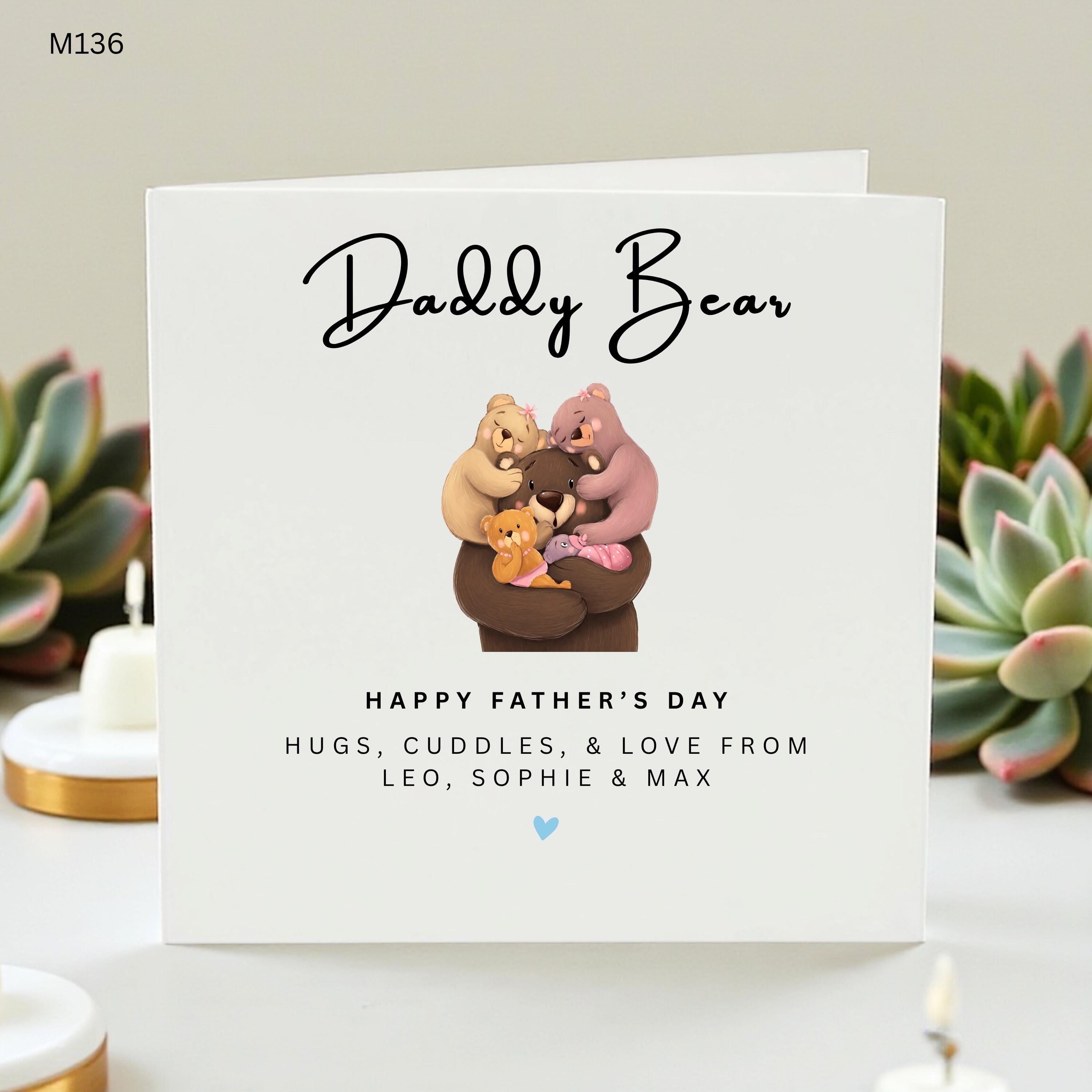 Daddy Bear Father’s Day Card, Personalized Dad Card, Cute Bear Card from Kids, Father’s Day Gift for Dad, New Dad Gift, From Children