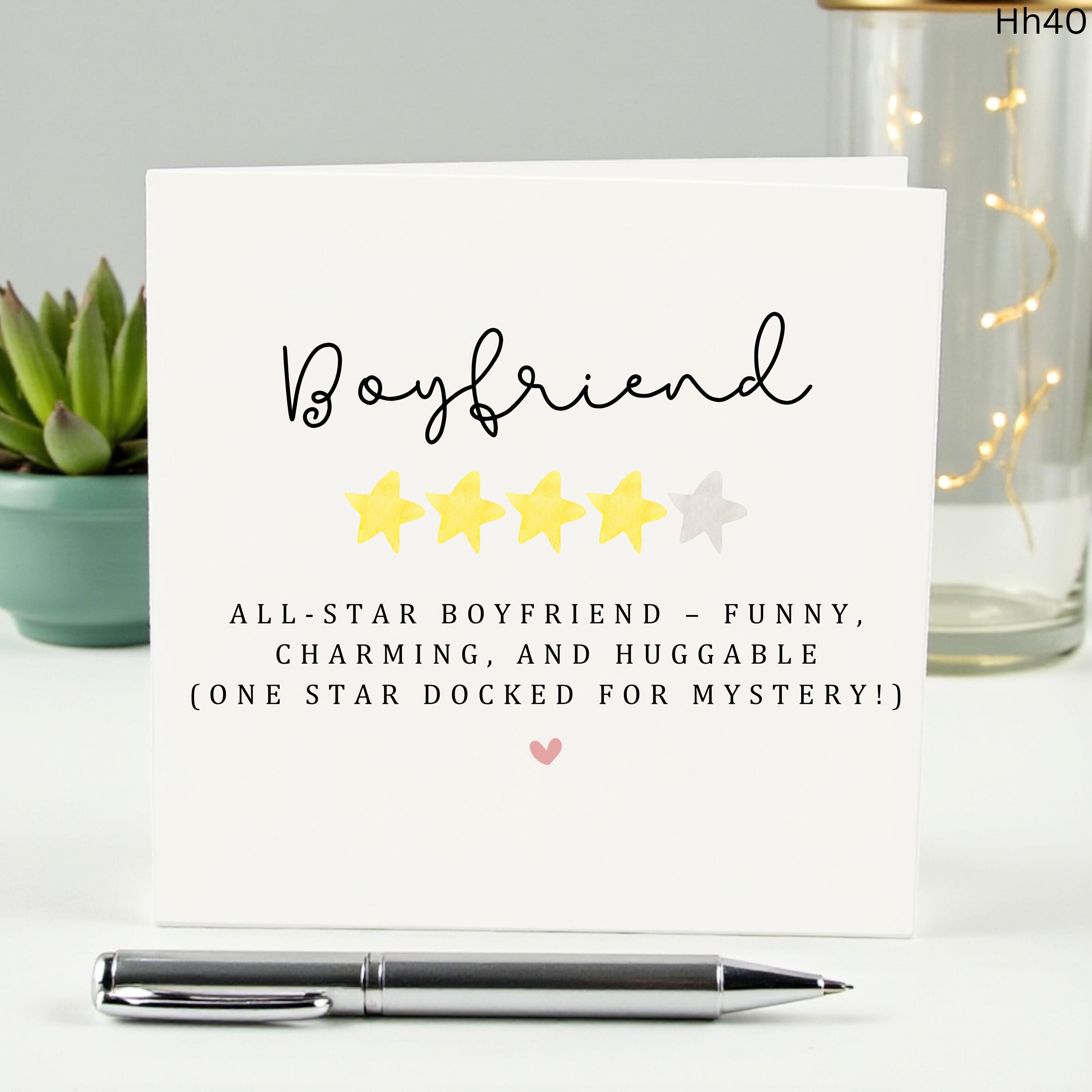 Boyfriend Anniversary Card, Funny 4 Star Rating Card for Him, Cute Birthday Card for Boyfriend, Humorous Valentines Gift, All Star Partner
