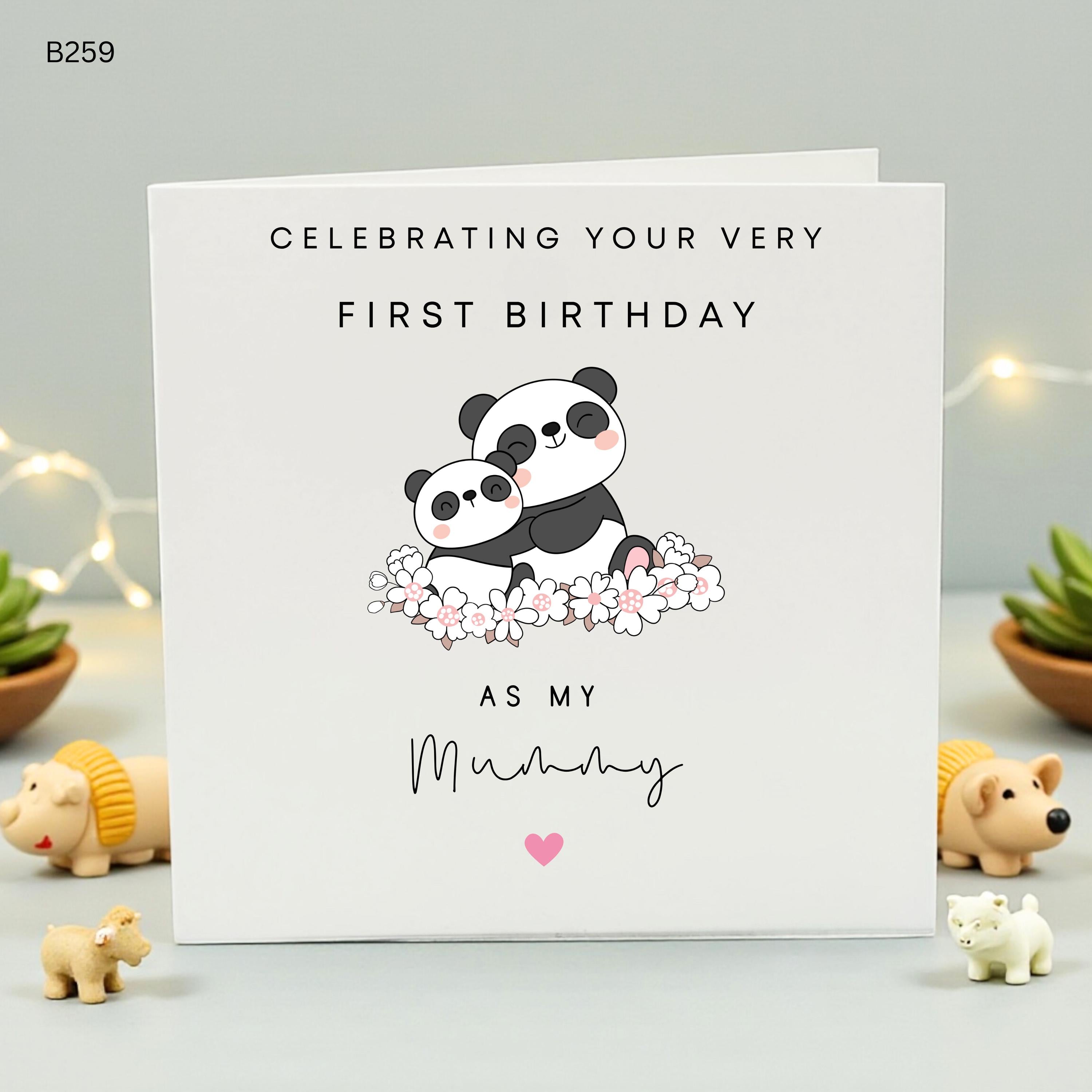 First Birthday as My Mummy Card, Personalized Panda Birthday Card for New Mum, 1st Birthday as Mummy Greeting Card, Cute Card from Baby