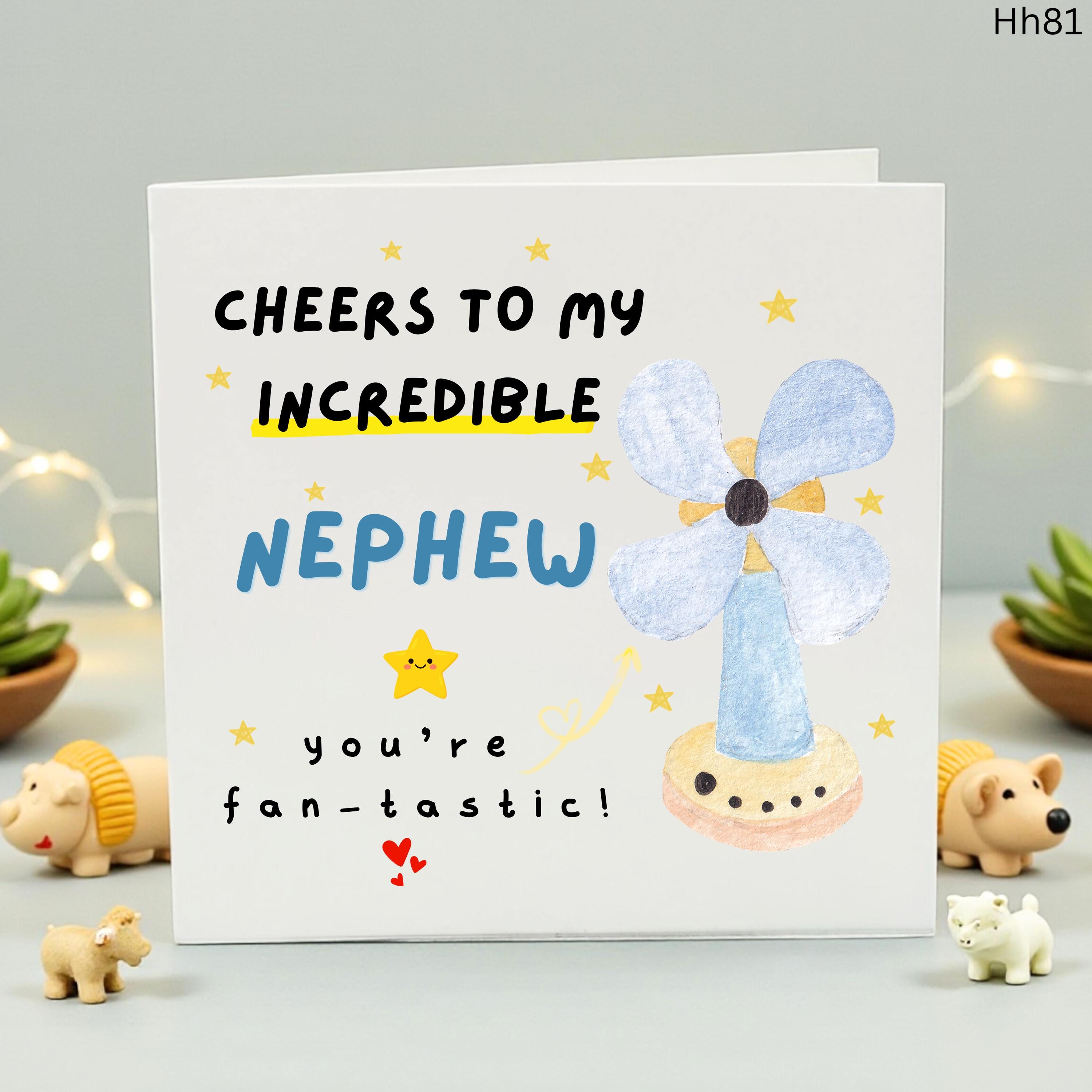 Funny Nephew Birthday Card, You're Fan-tastic Pun Card for Incredible Nephew, Cute Birthday Gift for Nephew from Auntie or Uncle, Pun Card