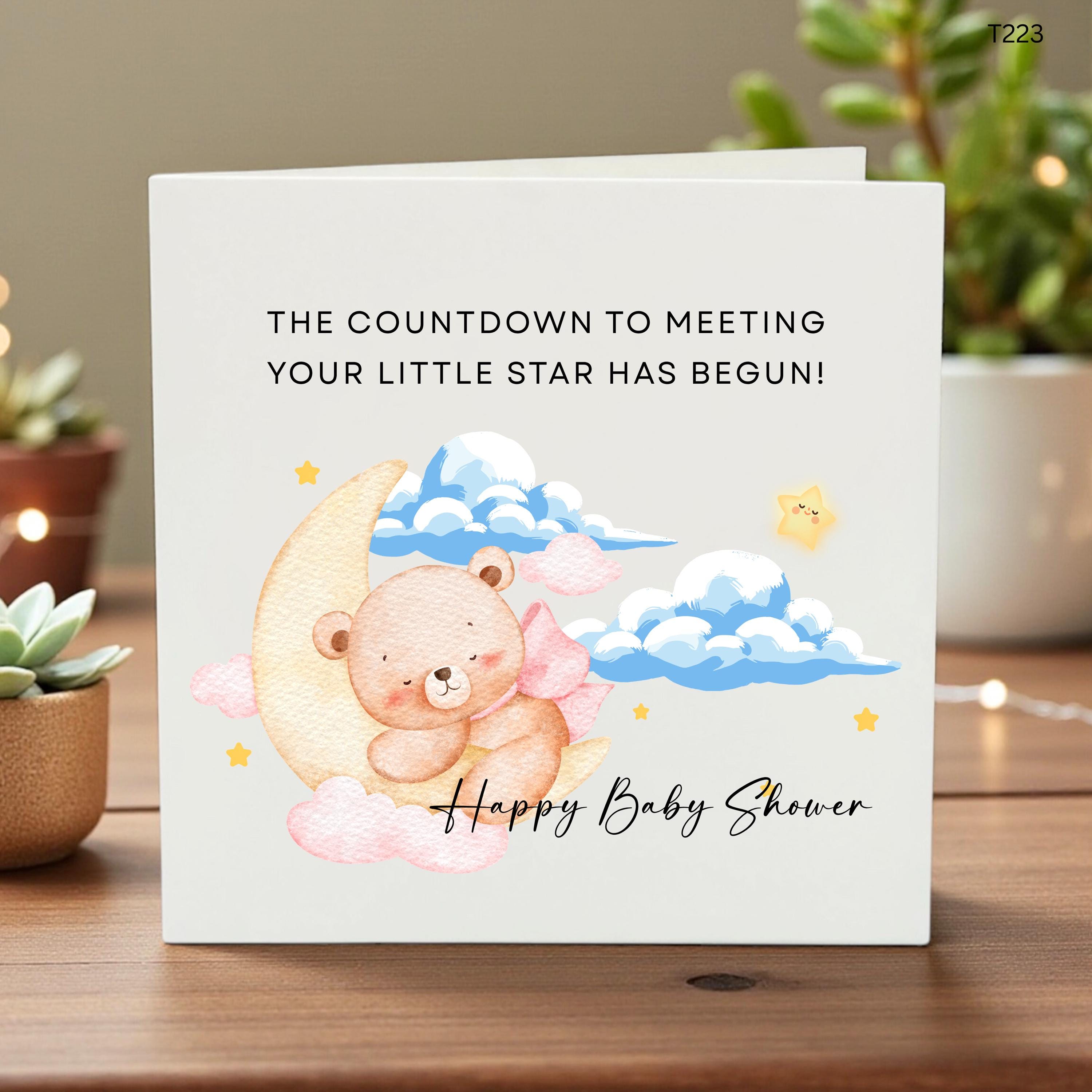 Baby Shower Card, Expecting Mom Gift,Personalized Baby Greeting Card,Moon and Star Baby Shower,Gender Neutral Baby, New Baby Congratulations
