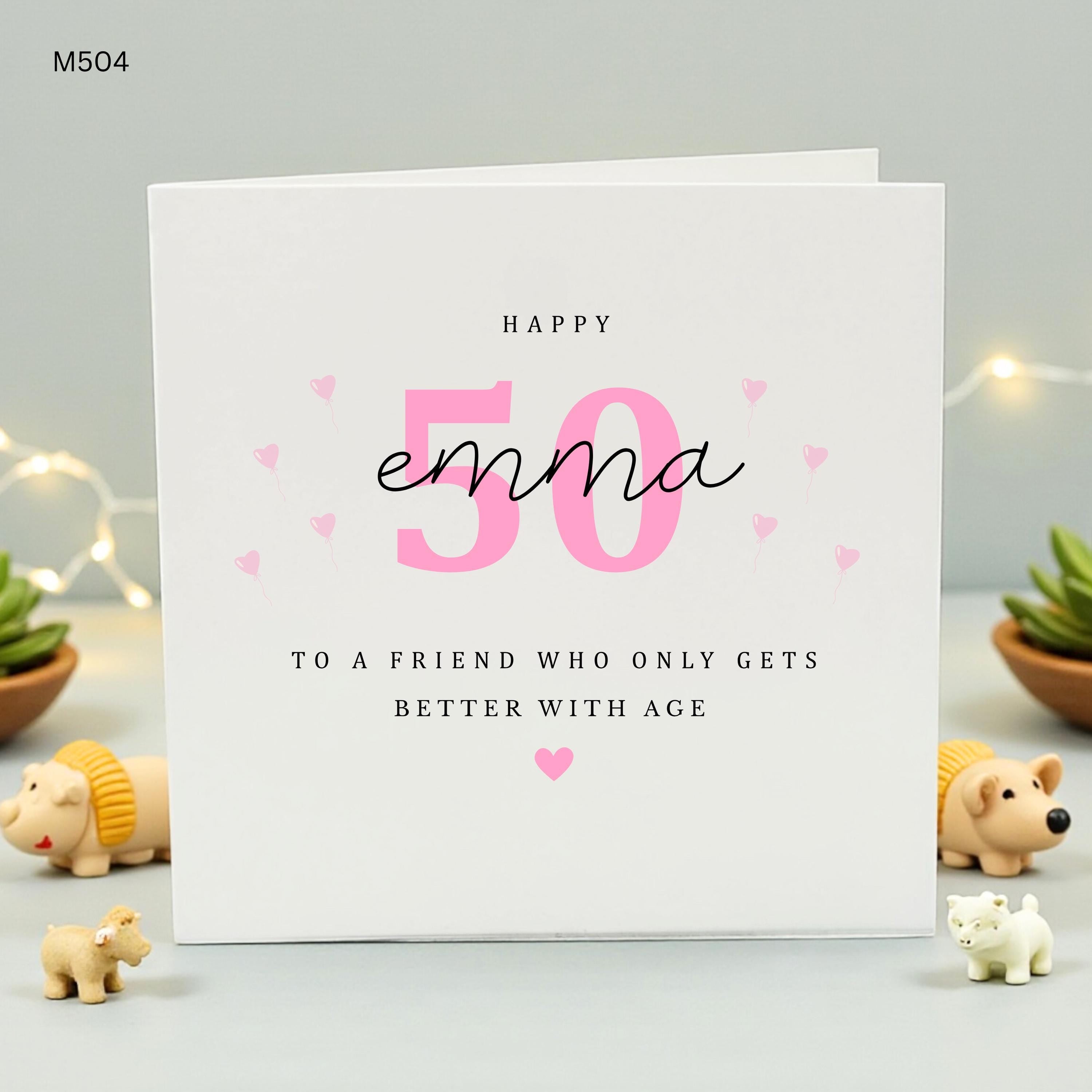 Personalized 50th Birthday Card for Women, Custom Name 50th Bday Gift, Better with Age Card for Friend, Sister, Wife, Fifty Birthday Card