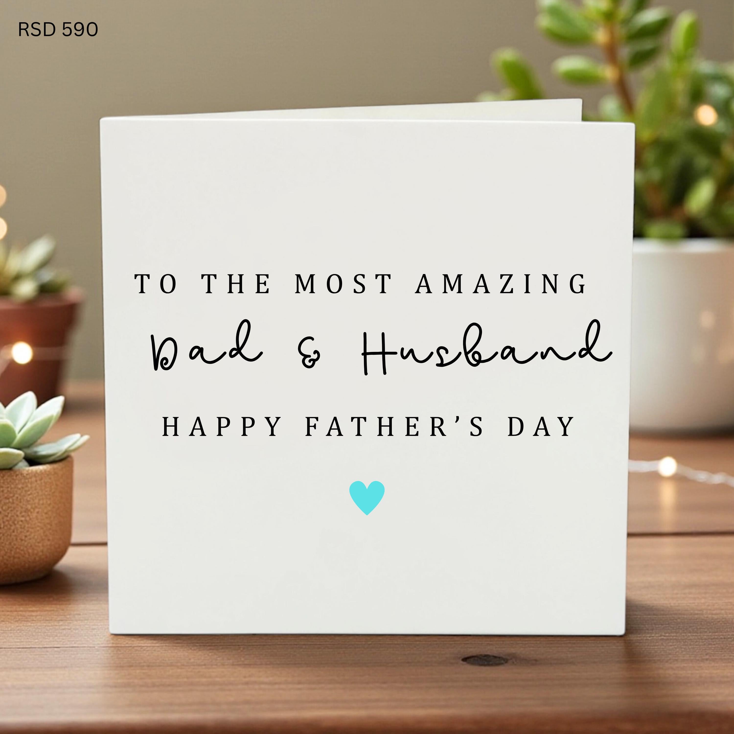 Personalized Father’s Day Card for Dad & Husband, Custom Names, Unique Love Card, Heart Design, Gift from Kids, Elegant Message