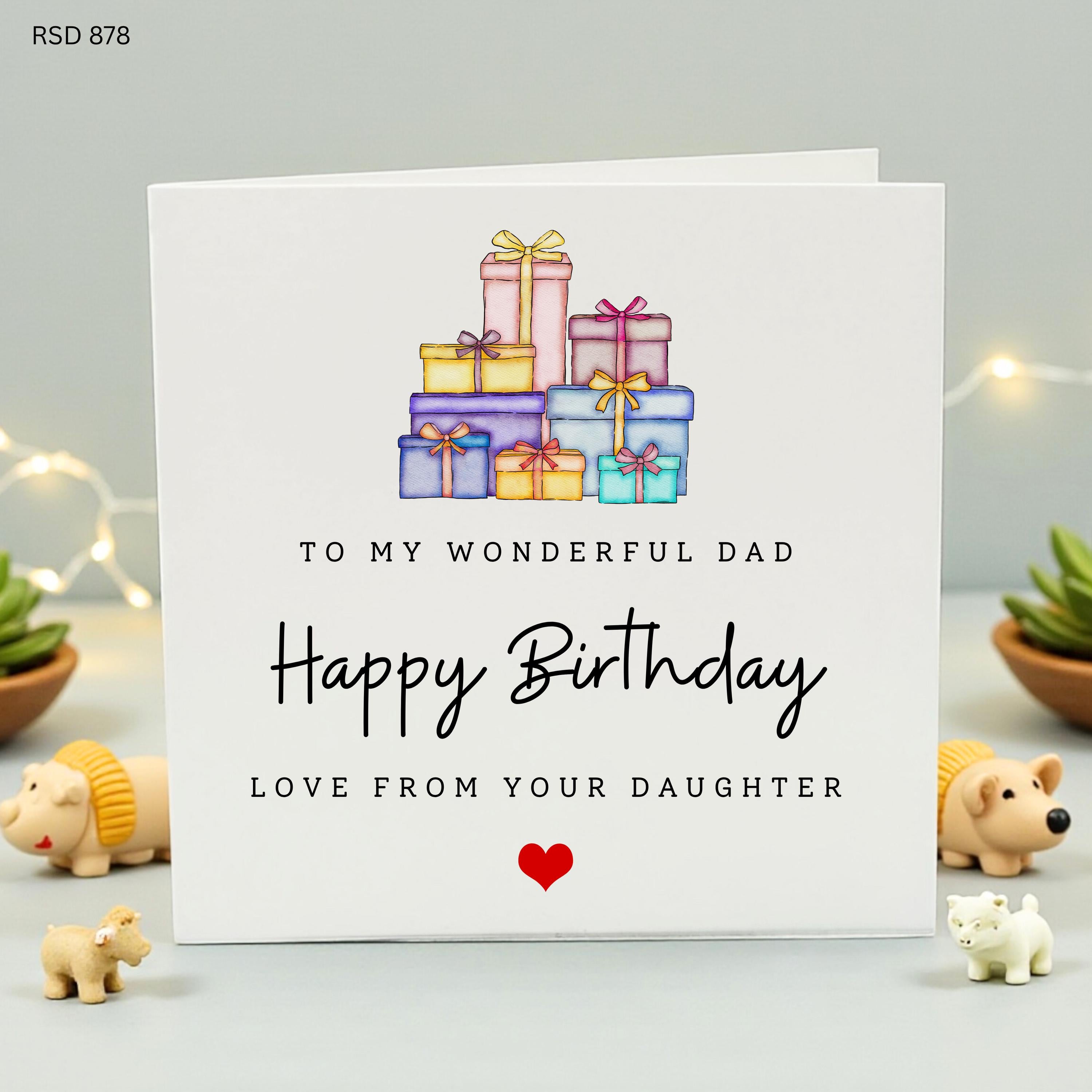 Personalized Happy Birthday Dad Card from Daughter, To My Wonderful Dad Birthday Card, Cute Watercolor Gift Illustration Card for Father