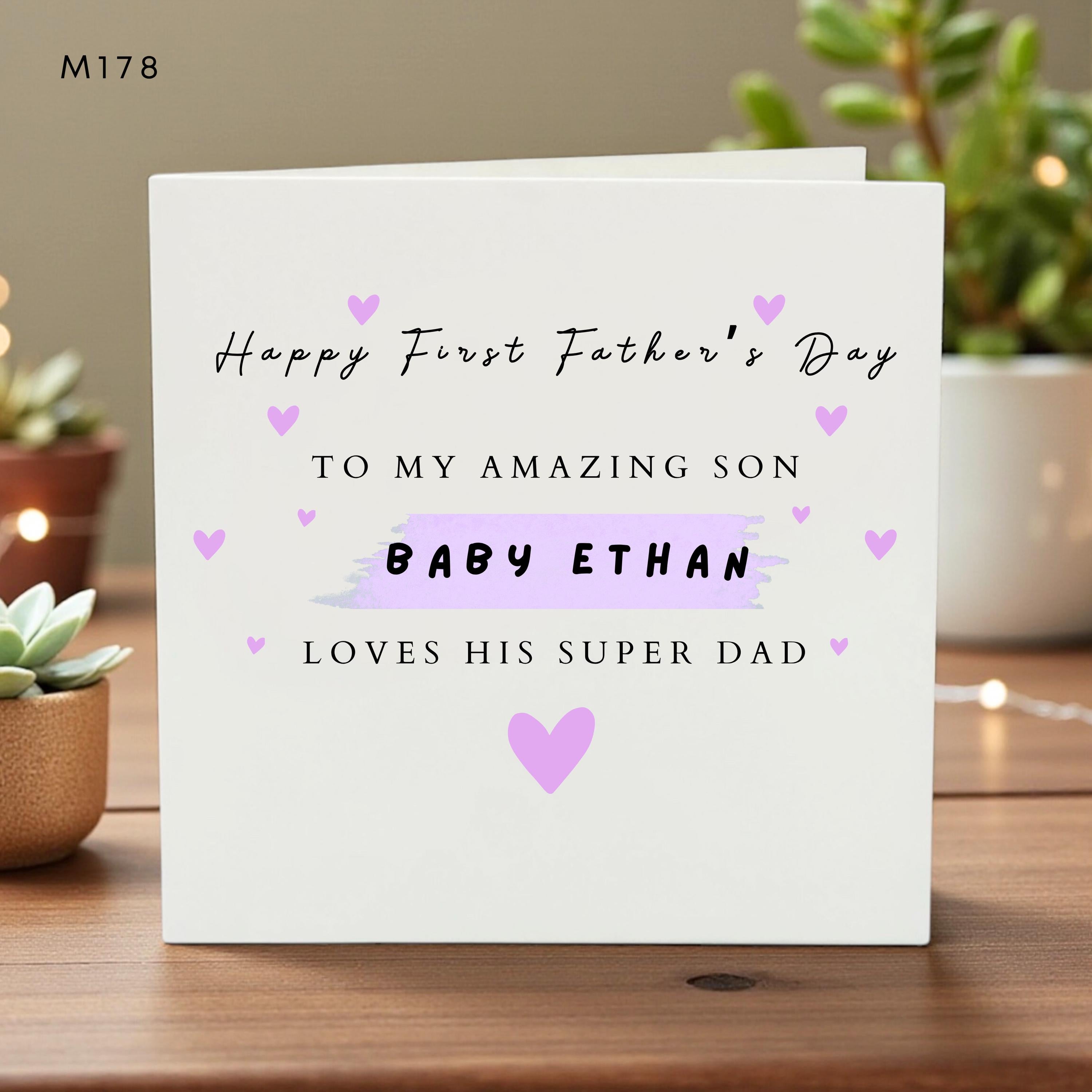 First Fathers Day Card for Son, Baby Gift, New Dad Greeting, Personalized Card, Cute or Funny Baby Son Father’s Day