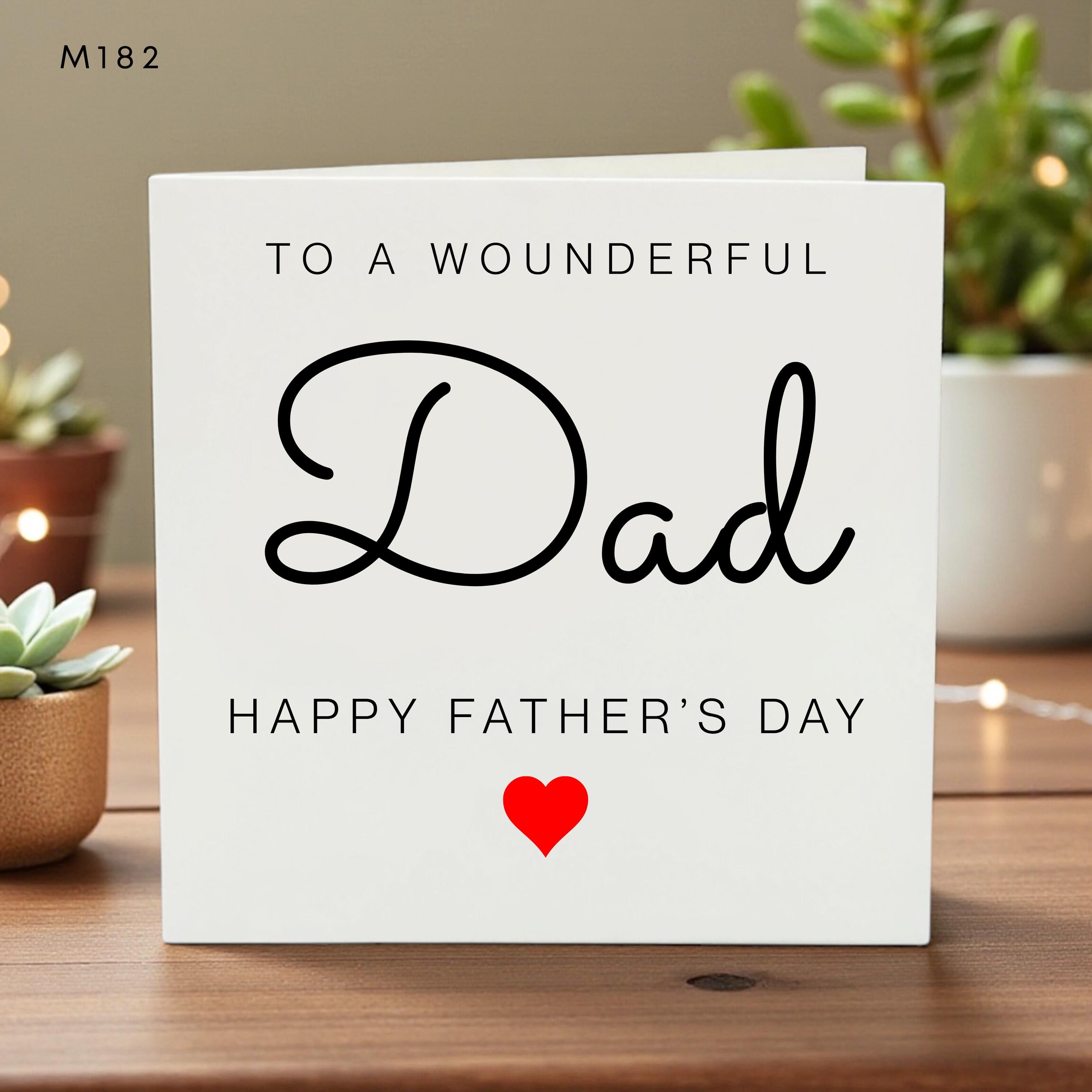 Personalized Fathers Day Card for Dad To a Wonderful Dad Love Heart Gift Handmade Keepsake Greeting Card New Father Celebration