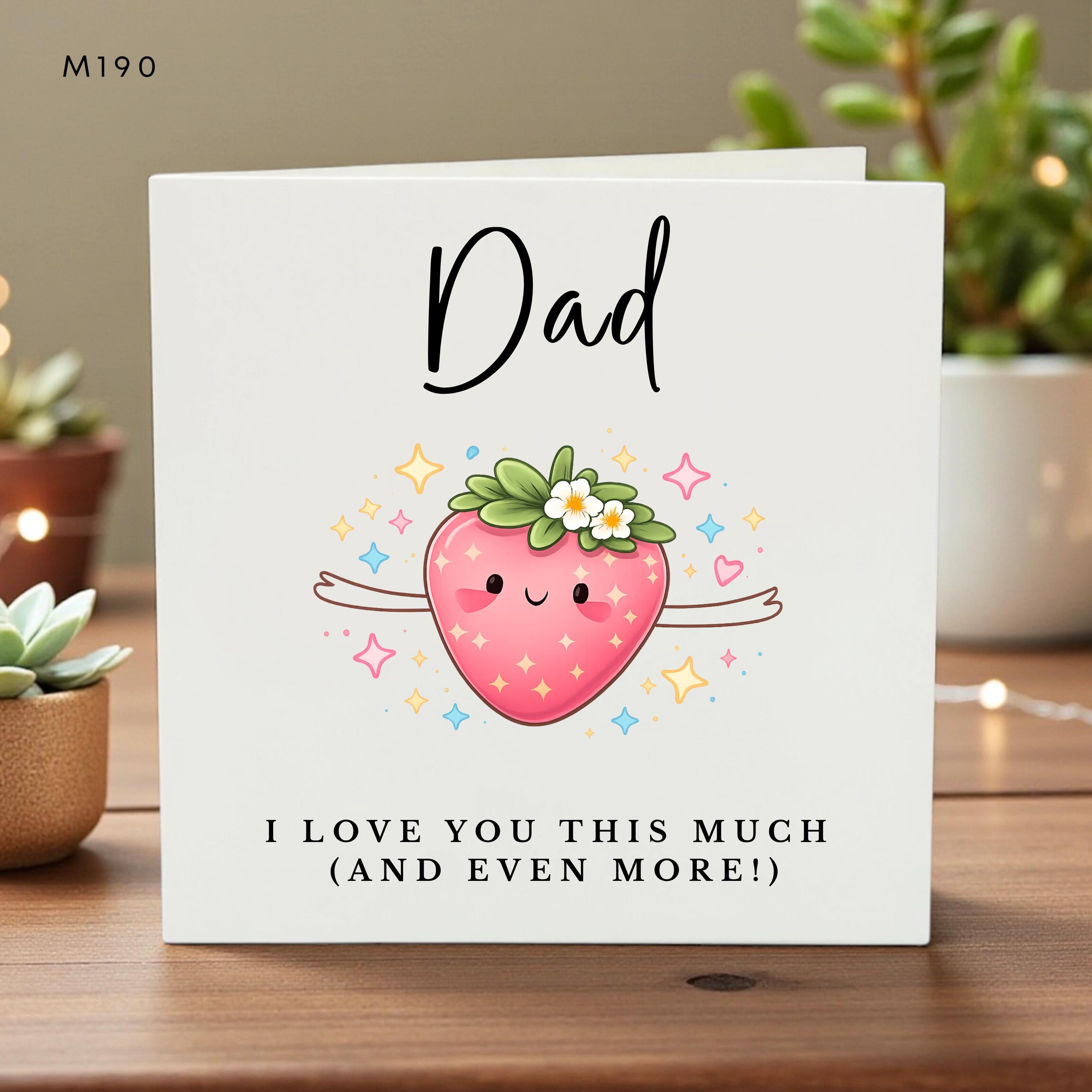 Cute Heart Fathers Day Card for Dad, I Love You This Much, Custom Kids Names Option, Fun Cartoon Heart, Dad Gift, Greeting Card