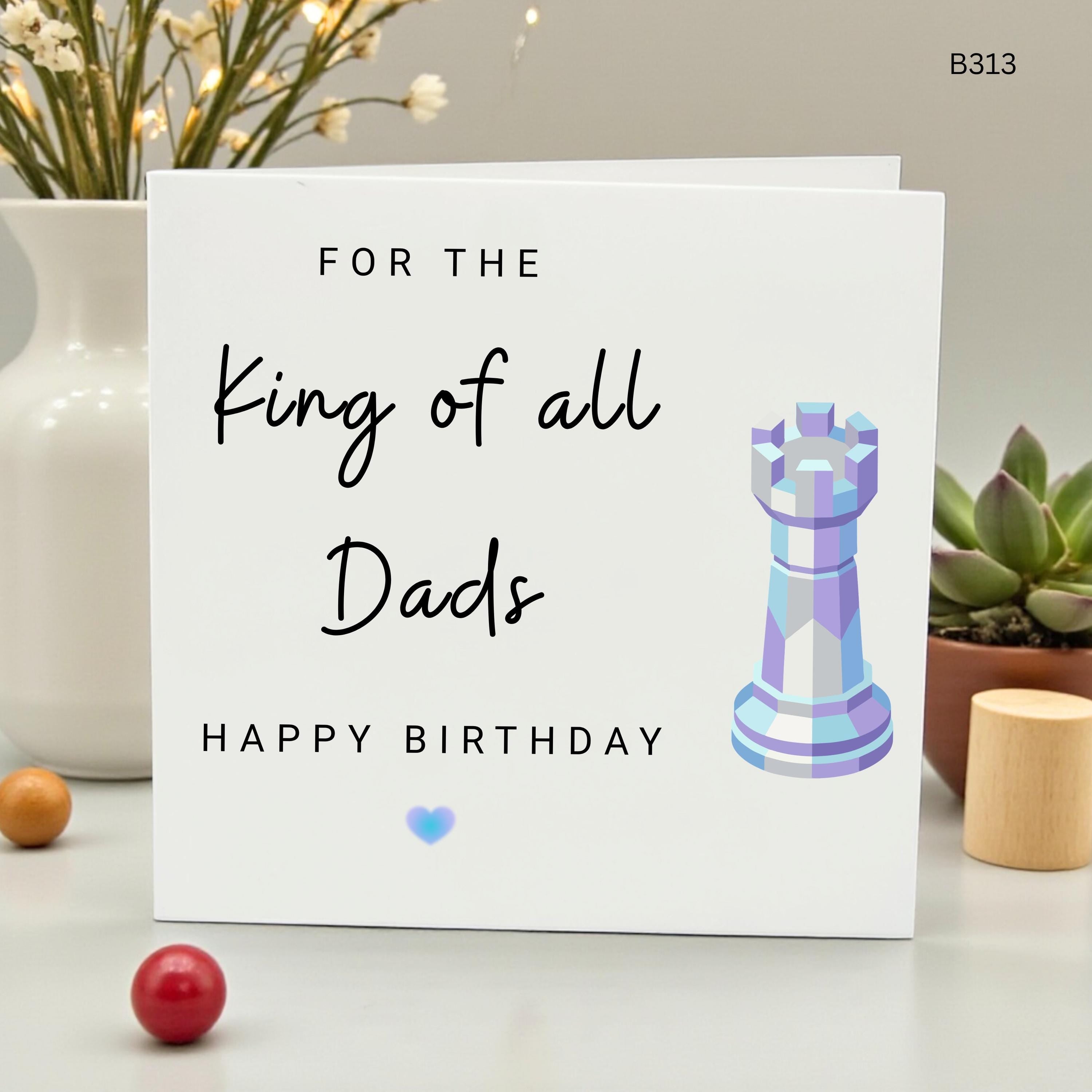 King of All Dads Birthday Card, Chess Themed Father’s Day Card, Birthday Card for Dad, Chess Player Gift, Rook Illustration Card for Him