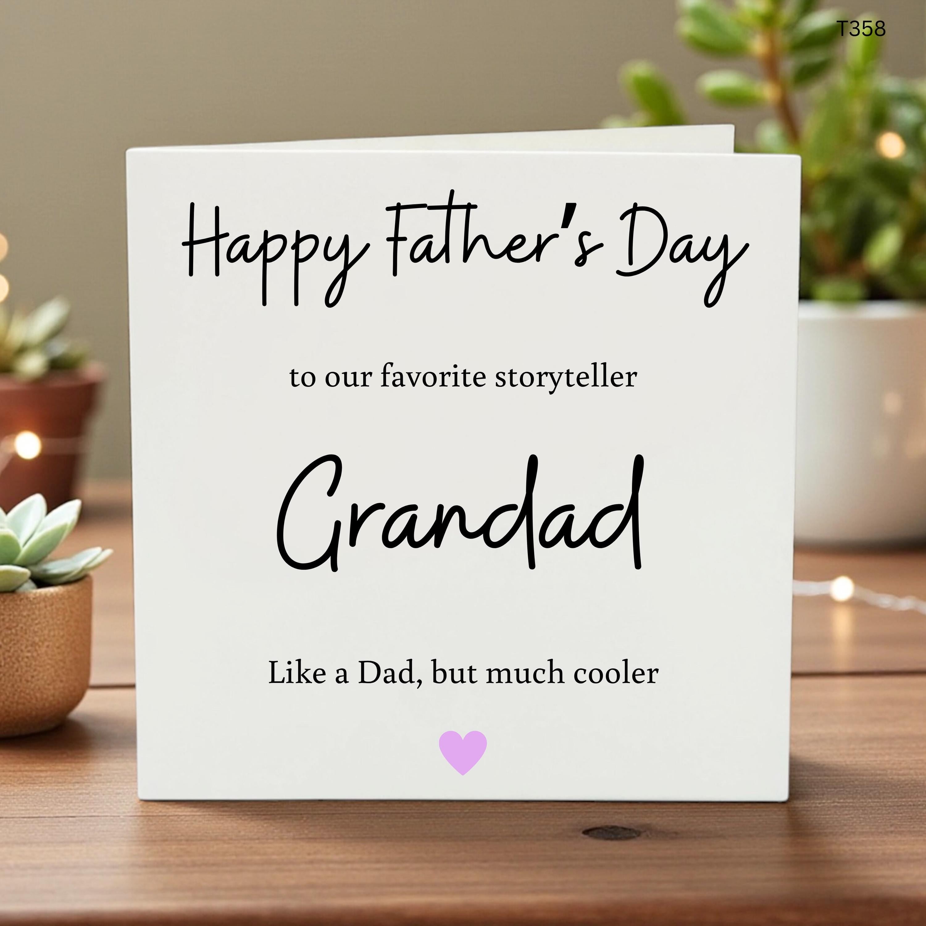 Father’s Day Grandad Card, Like a Dad But Cooler, Personalized Grandpa Greeting, Fun Gift from Kids, Heartfelt Storyteller Card