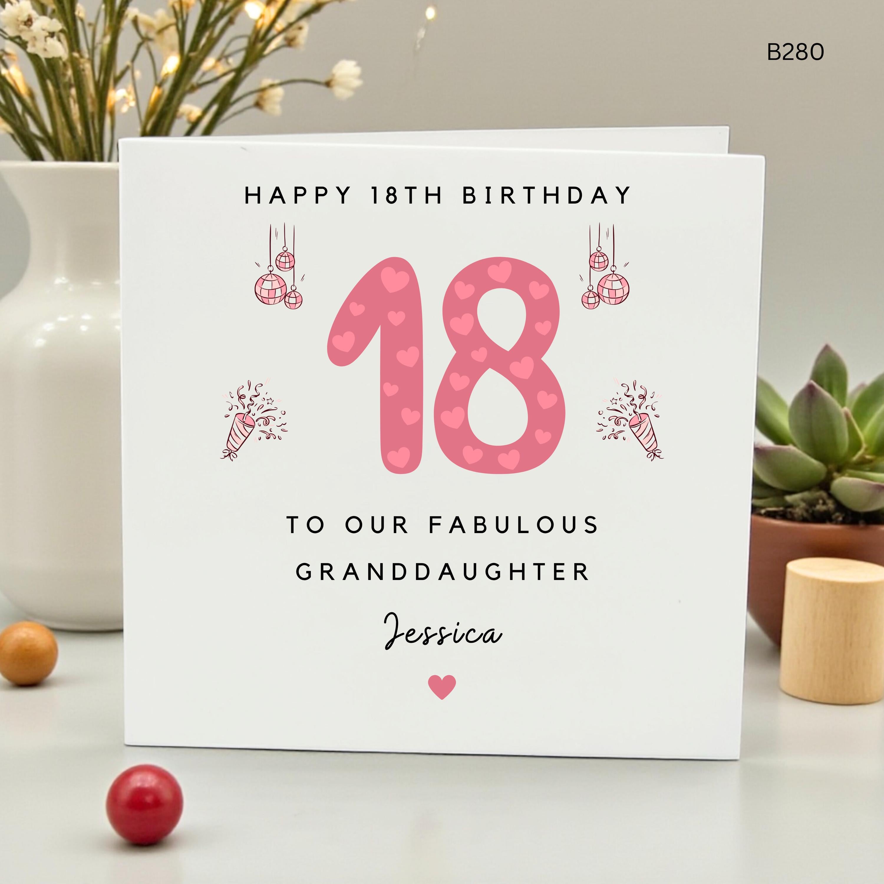 Personalized 18th Birthday Card for Granddaughter, Custom Name Eighteenth Birthday Card for Her, Fabulous Granddaughter Birthday Gift,