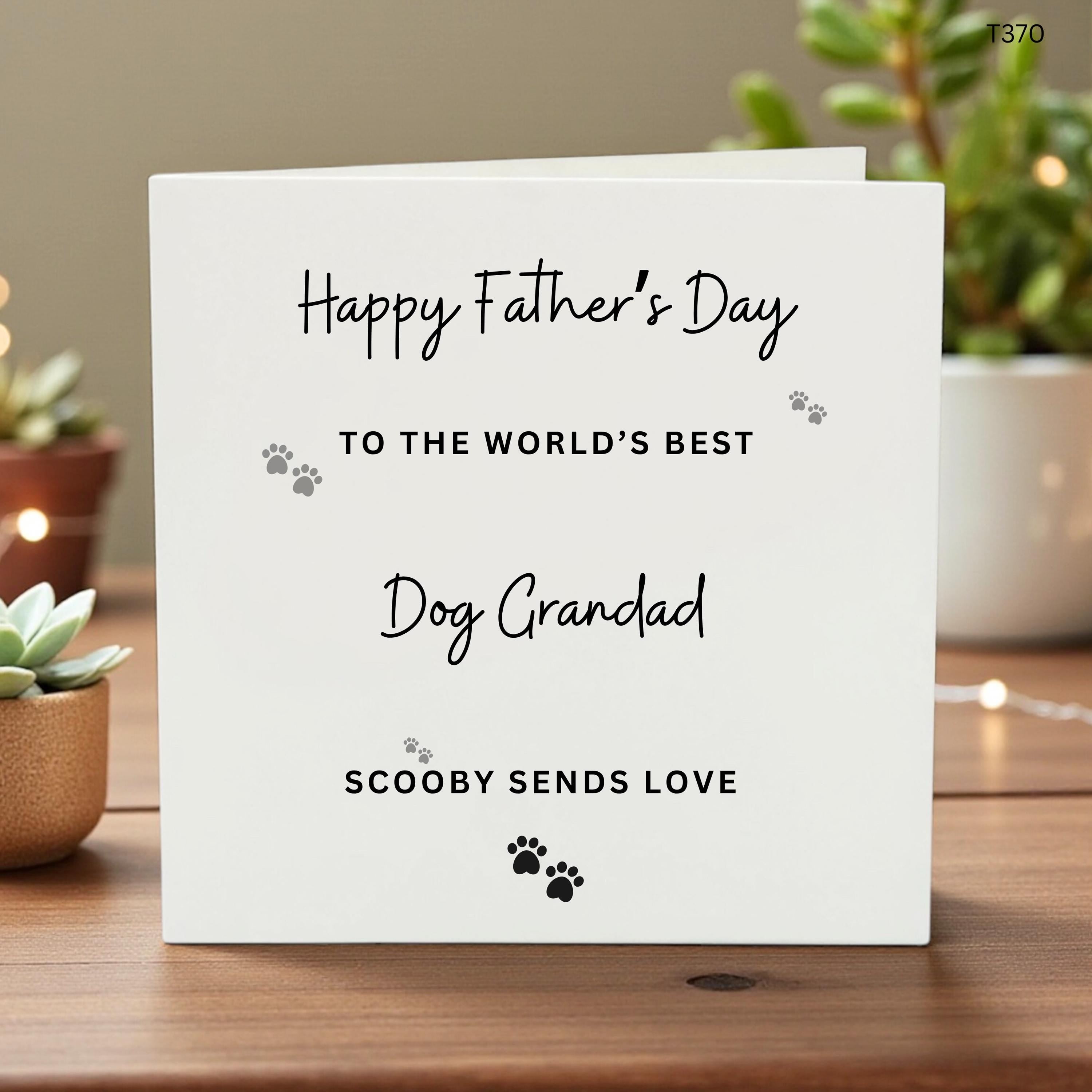 Dog Grandad Father’s Day Card, Personalized Pet Dad Greeting, Cute Dog Lover Gift, Heartfelt Paw Print Card for Dog Grandfather