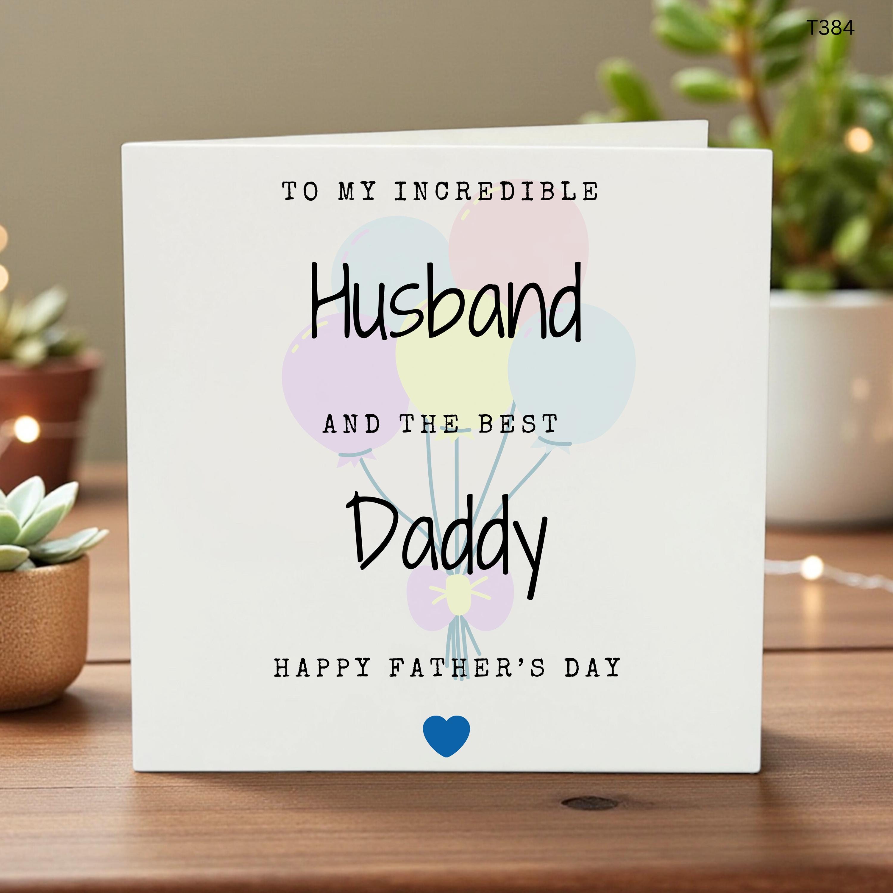 Personalized Father’s Day Card for Husband Daddy, Cute Balloon Design, Unique Handmade Card, Gift for Dad, Love, Celebration