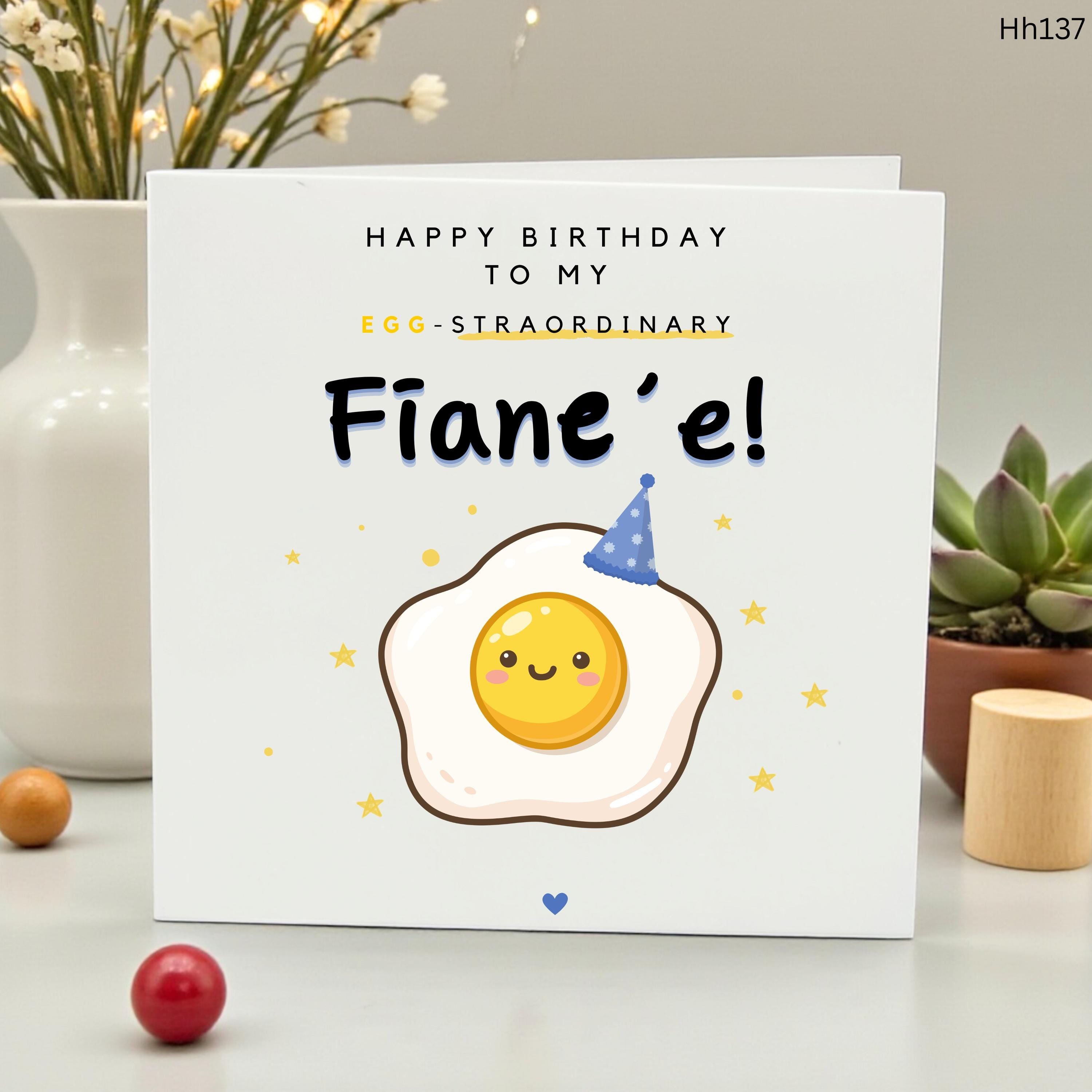 Funny Fiance Birthday Card Happy Birthday to My Egg-straordinary Fiance Cute Egg Pun Greeting Card for Future Husband or Partner Gift Card