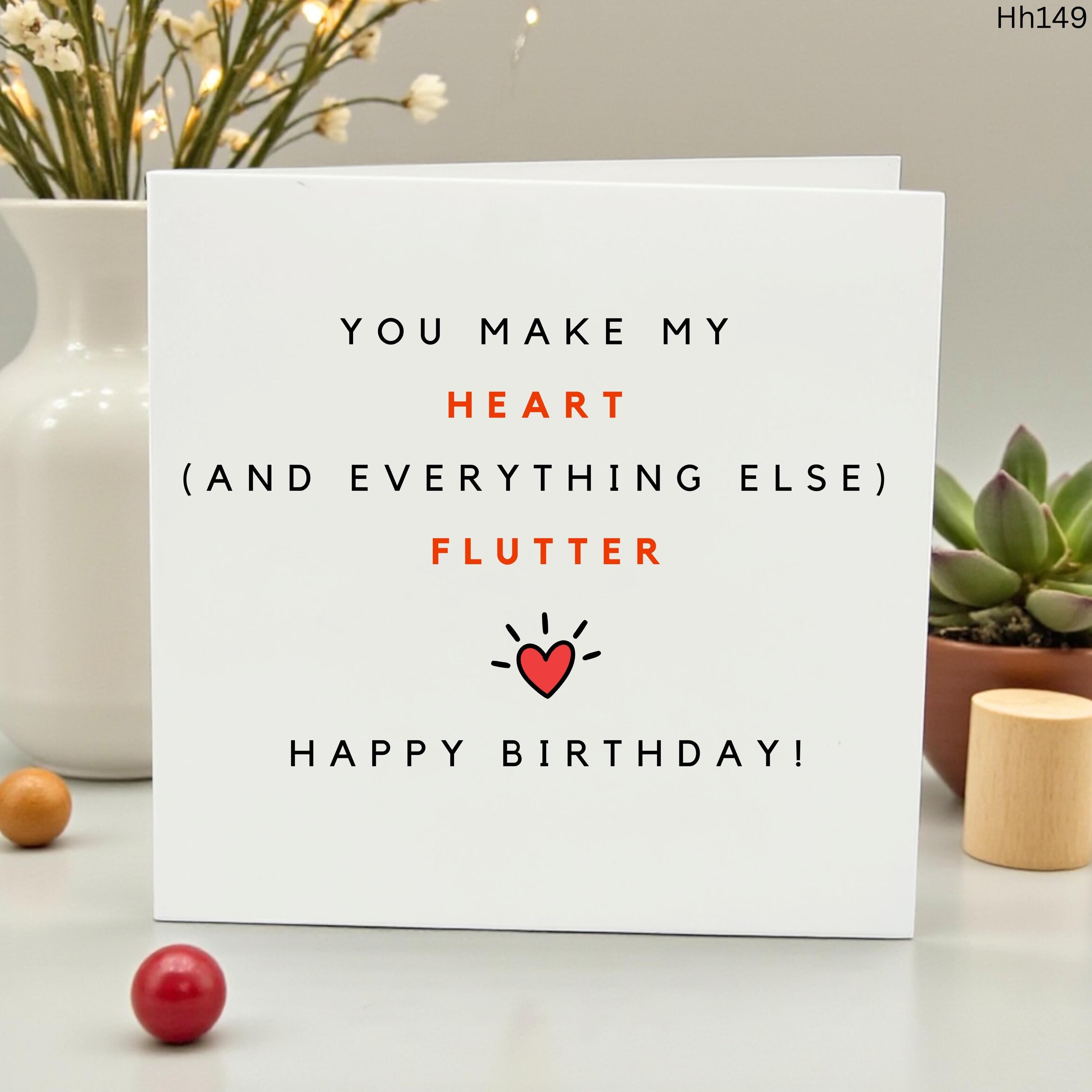 Funny Birthday Card for Boyfriend or Husband, Naughty Birthday Card for Her, Sexy Birthday Gift, Heart Flutter Card, Cheeky Card for Him