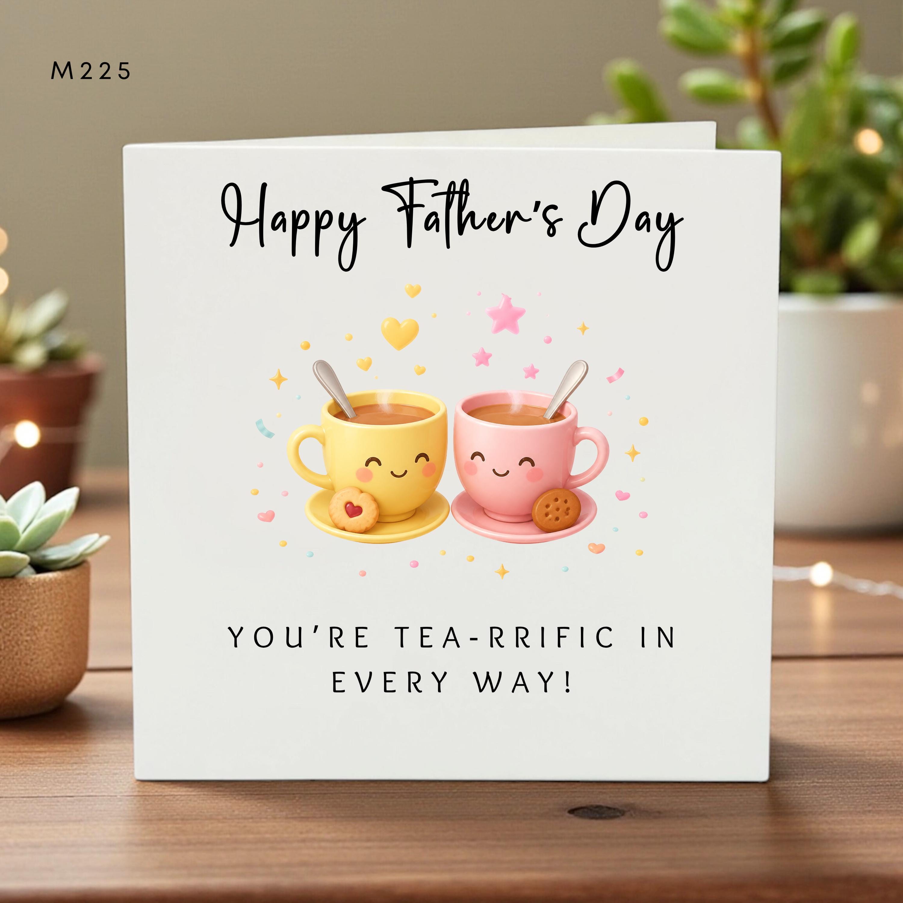 Cute Father's Day Card for Dad, Tea Pun Card, You're Tea-rrific, Funny Dad Card, Coffee Mug Illustration, Gift for Father