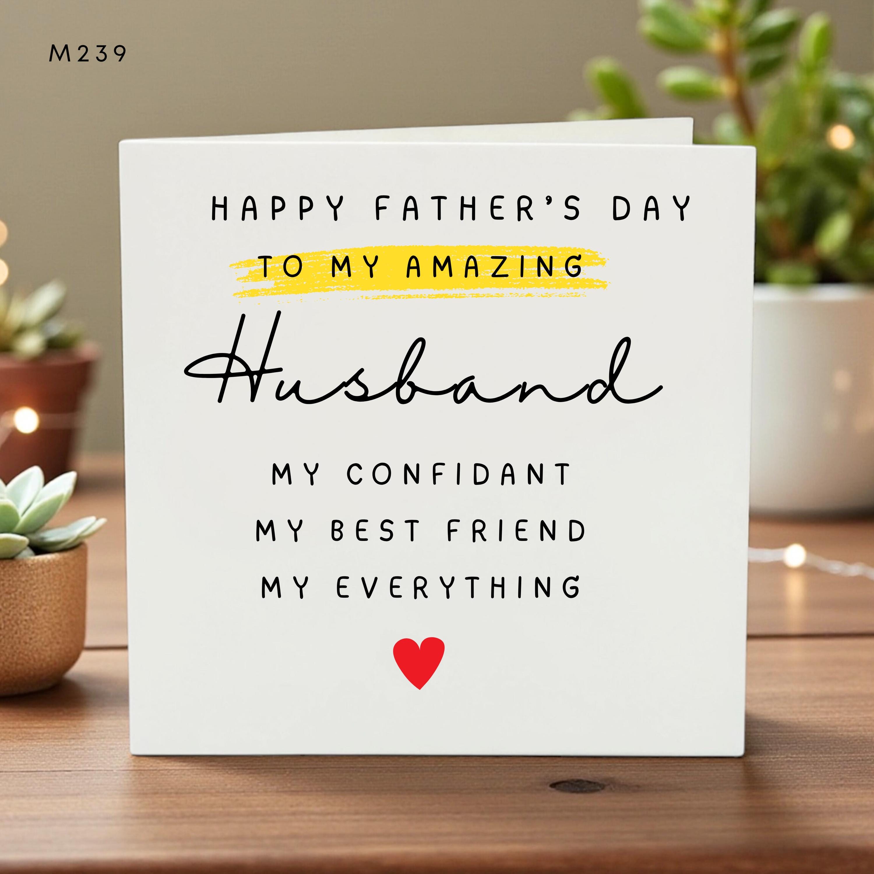Personalized Happy Father’s Day Card for Husband, My Best Friend & Everything, Romantic Dad Card, Gift from Wife, Love Message Card