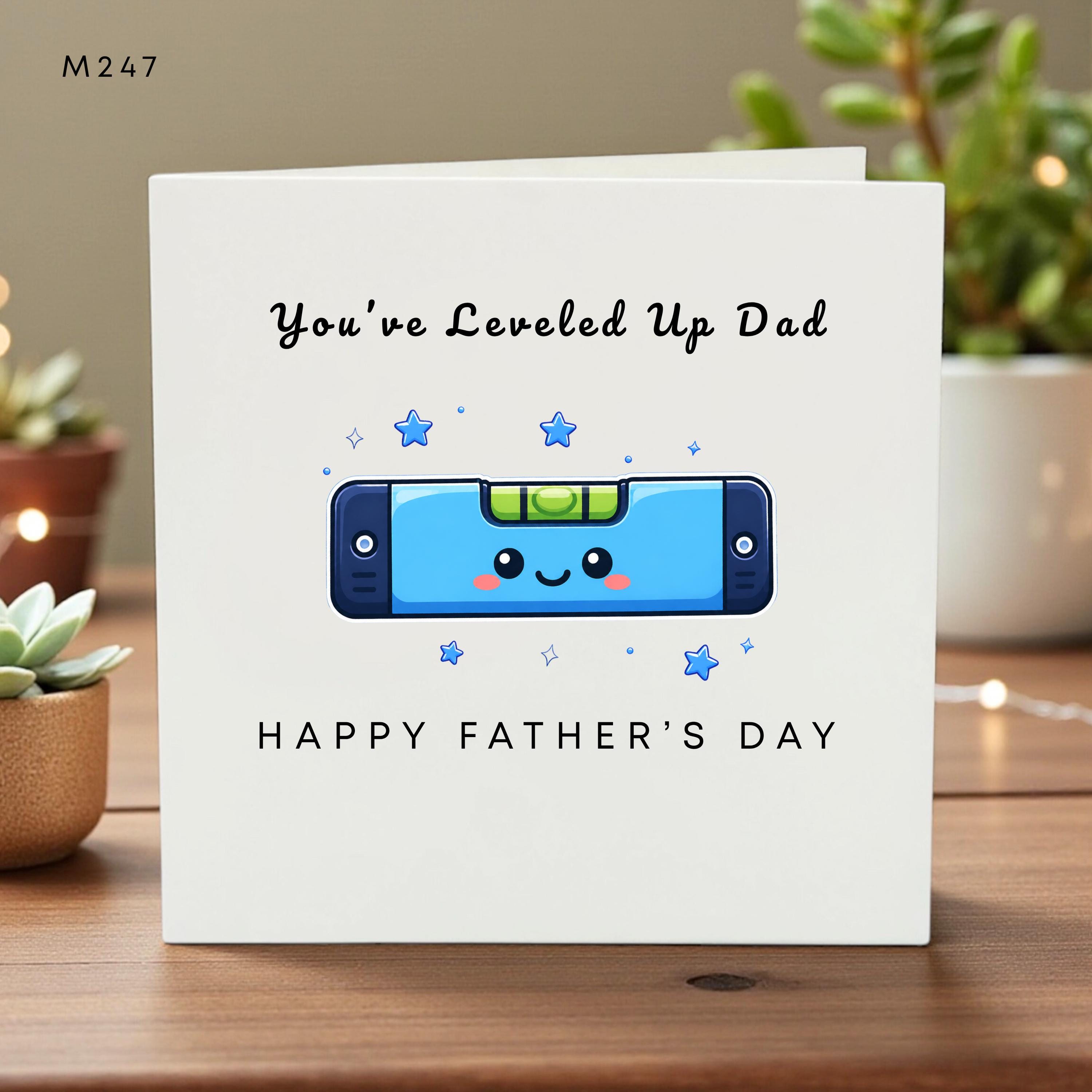 Personalized Father's Day Card You’ve Leveled Up Dad Kids Names Custom Gamer Controller Cartoon Fun Sweet Daddy Gift Family Card