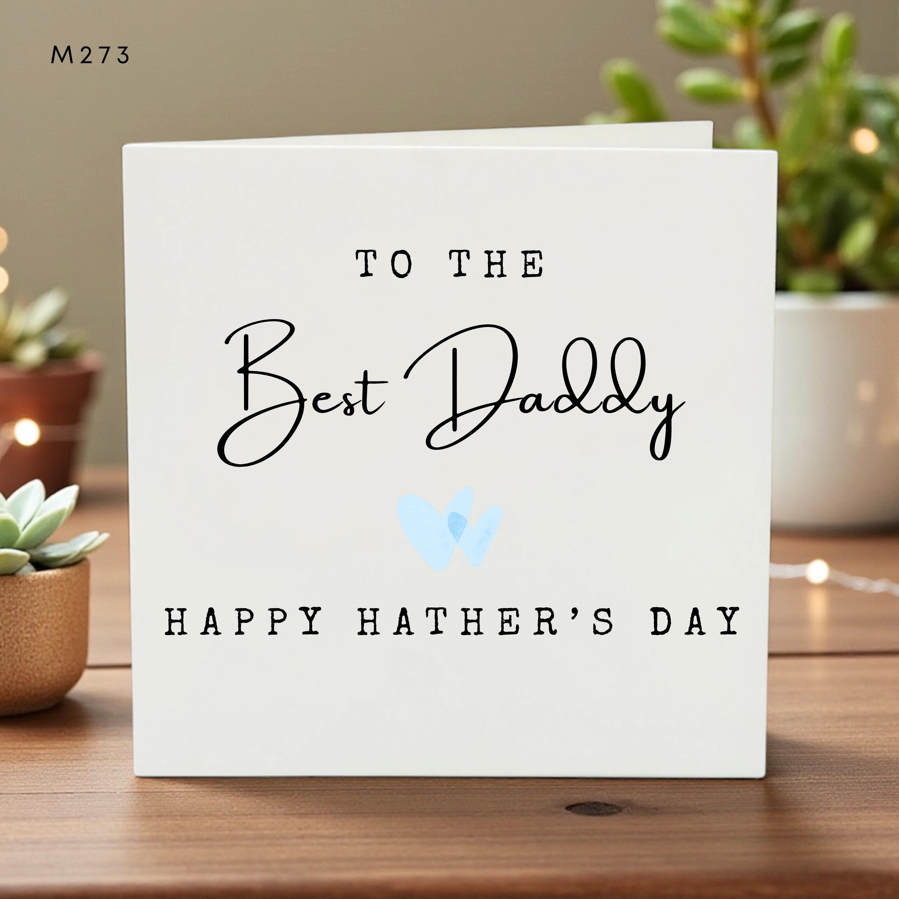 Best Daddy Father's Day Card, Personalized Dad Greeting, Cute Blue Heart Design, Father Gift, Dad Appreciation, Handmade Card