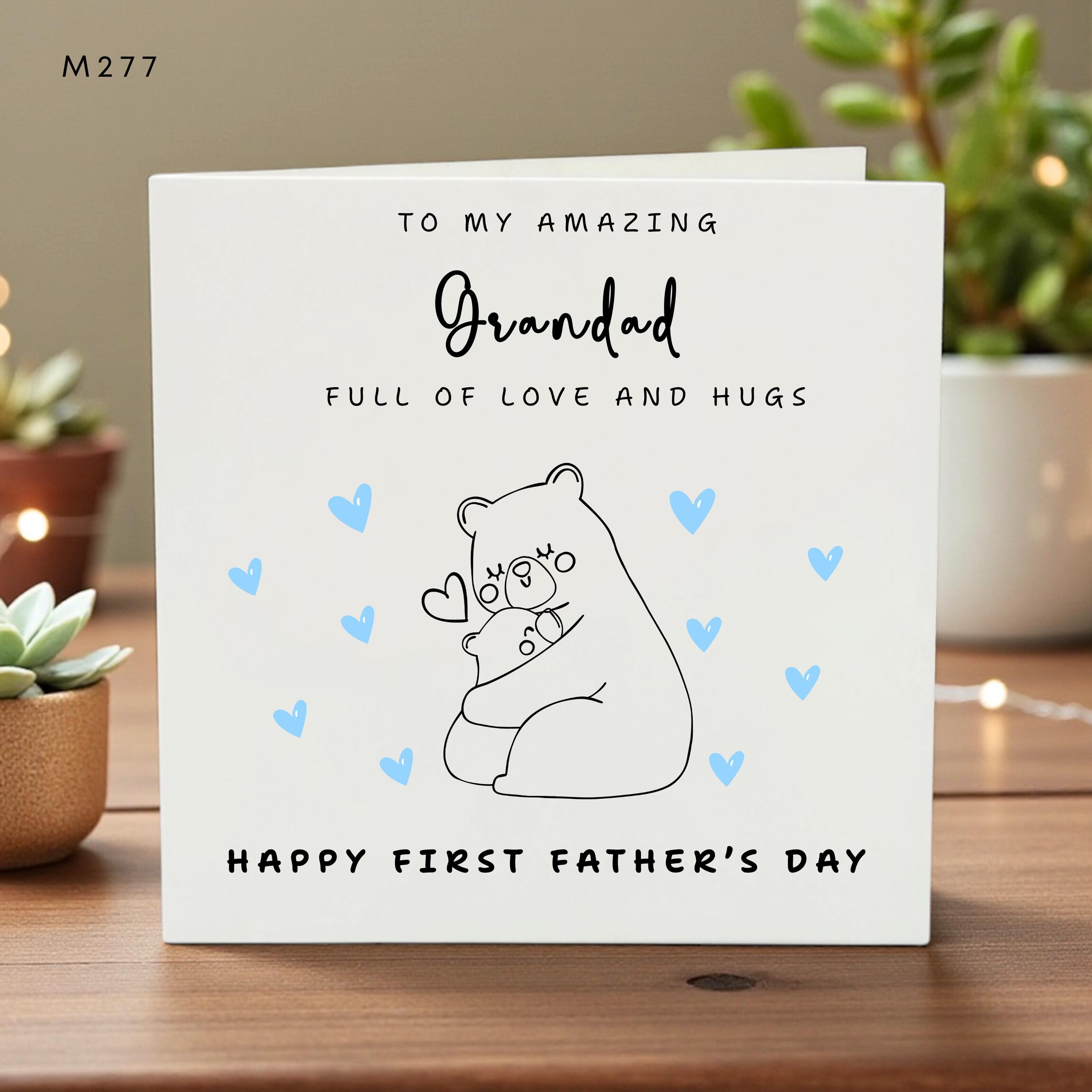 First Father’s Day Card for Grandad, Cute Bear Hug Design, Full of Love and Hugs, New Dad Gift, Personalized Grandad Card