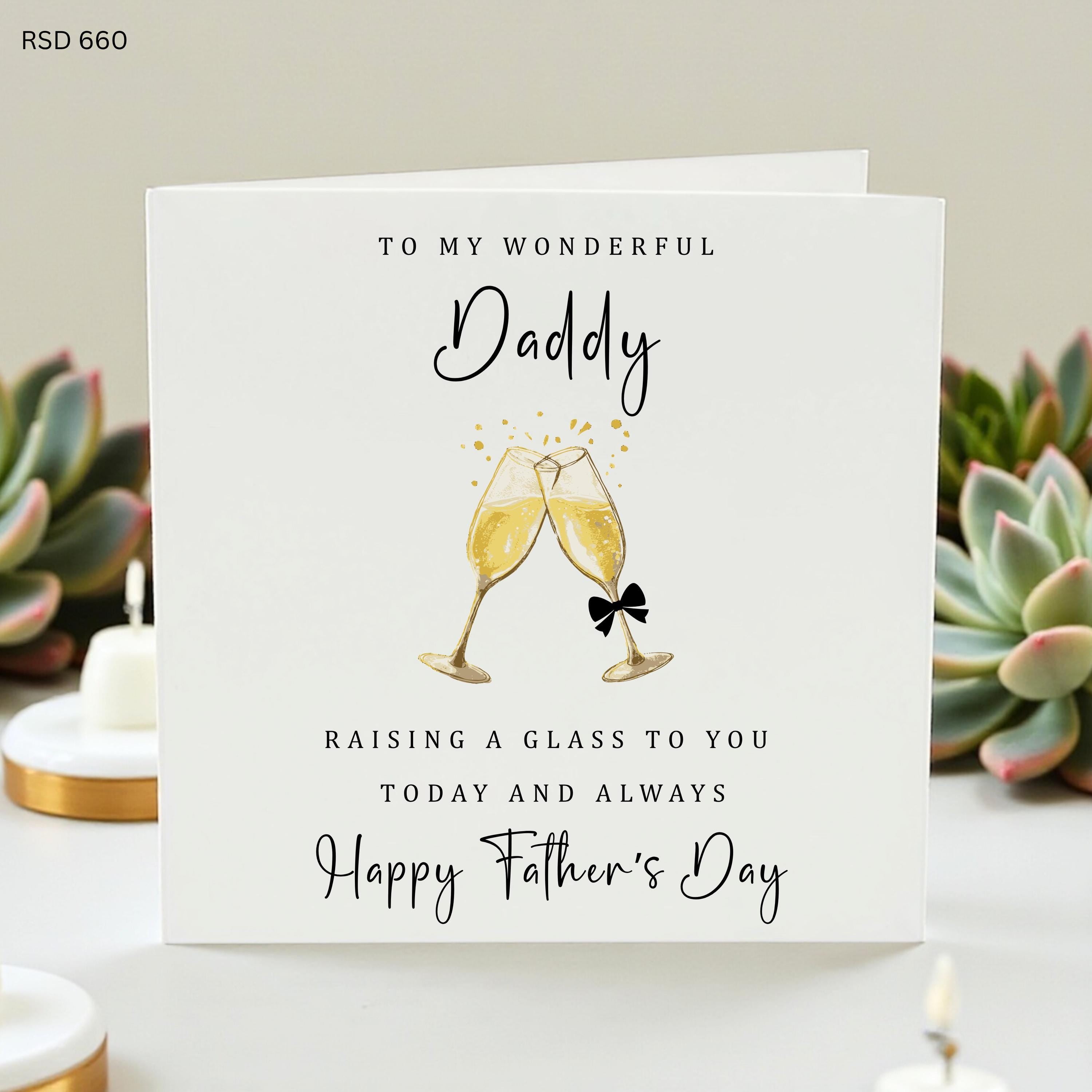 Happy Father’s Day Card for Dad, Elegant & Fun Daddy Greeting, Raising a Glass Design, Heartfelt Dad Gift, Celebrate Dad, Cheers