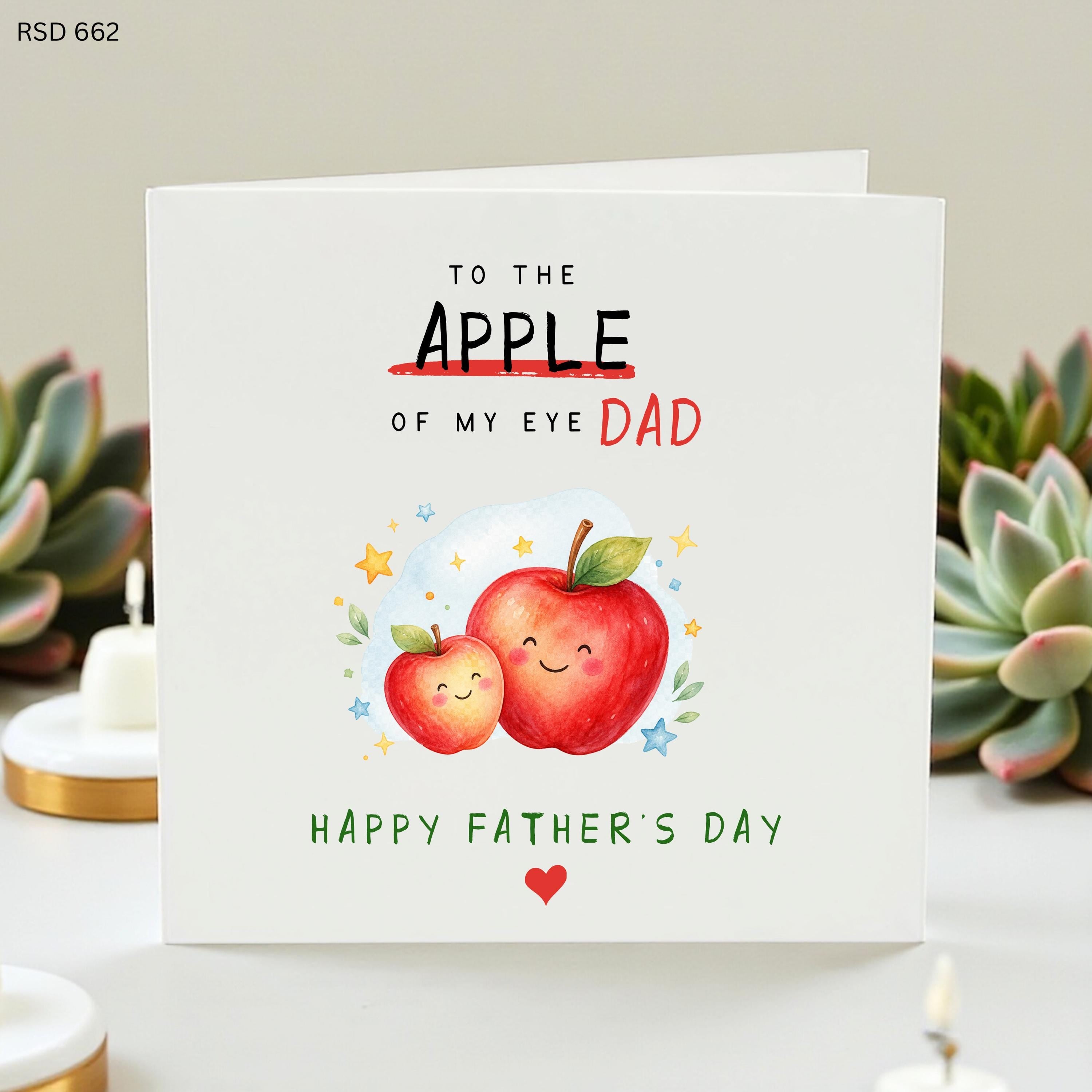 To the Apple of My Eye Dad Card, Cute Father’s Day Greeting, Kids Love Dad, Playful Dad Card, Heartfelt & Fun Daddy Gift