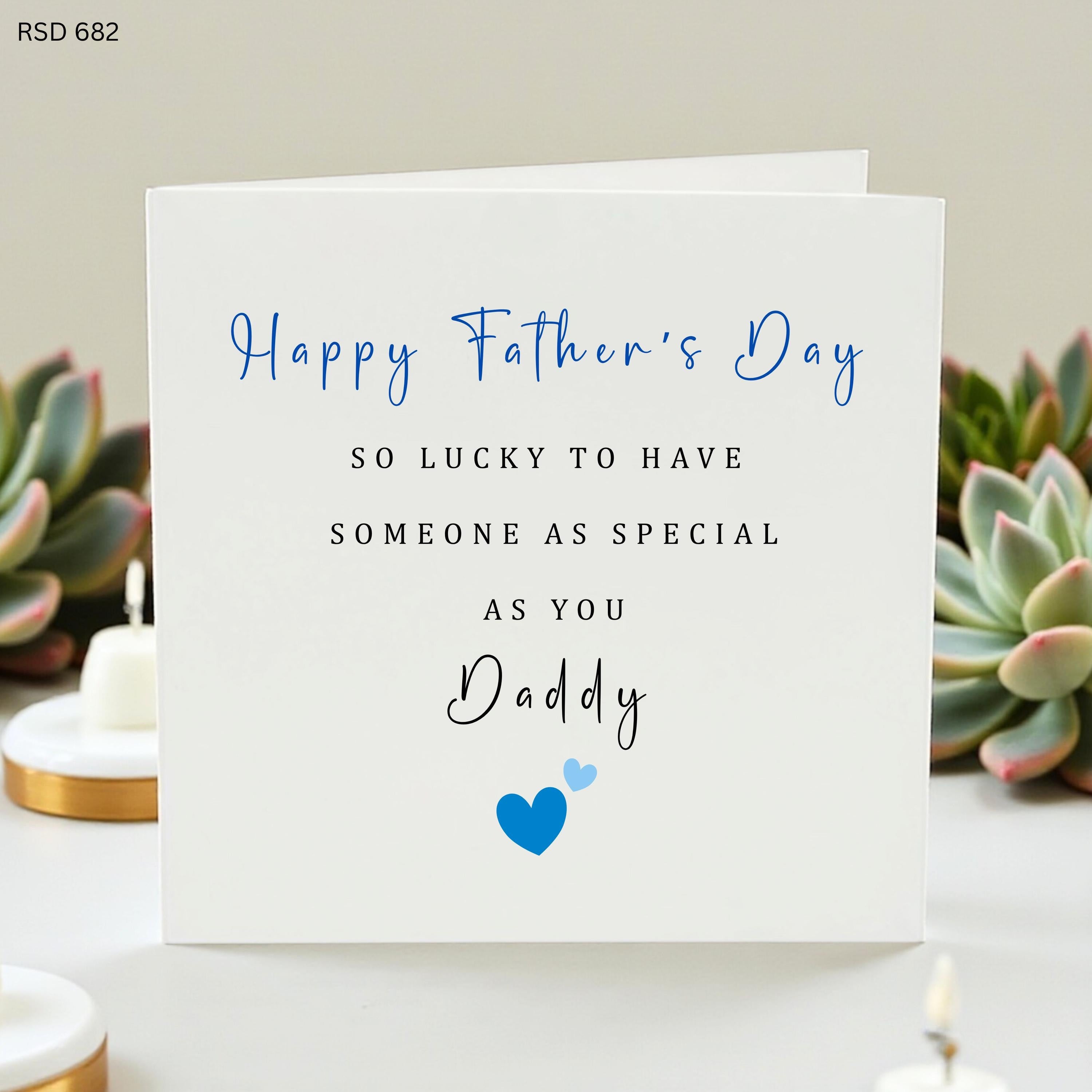 Personalized Father’s Day Card with Blue Hearts, Custom Daddy Message, Cute Kids Card, Handmade Dad Gift, Heart Keepsake, Special Dad
