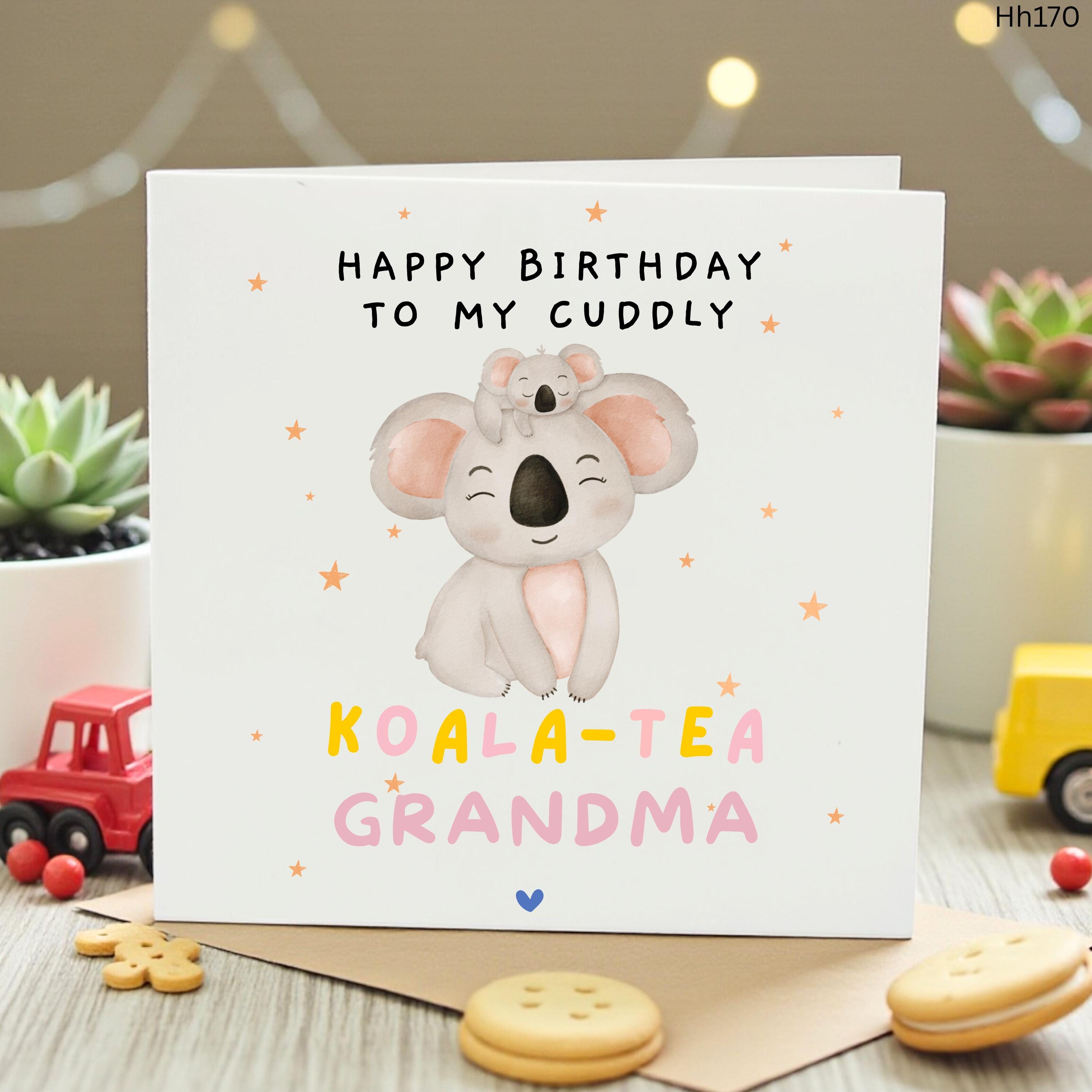 Cute Grandma Birthday Card Koala Tea Pun Card for Grandmother Cute Koala Bear Birthday Gift From Grandkids Sweet Nana Greeting Card