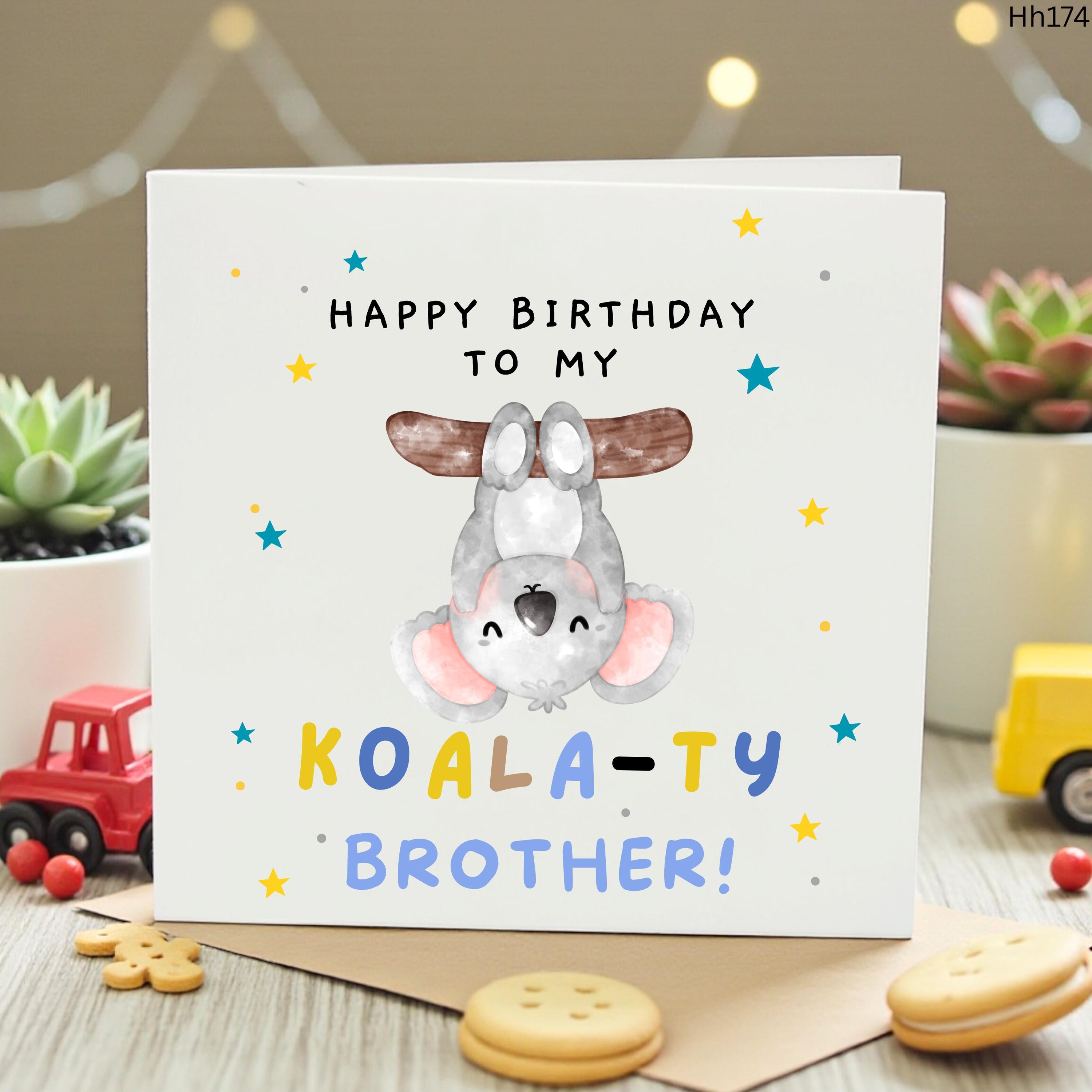 Cute Koala Brother Birthday Card, Punny Quality Brother Birthday Card, Happy Birthday Brother Greeting Card, Kids Animal Birthday Card