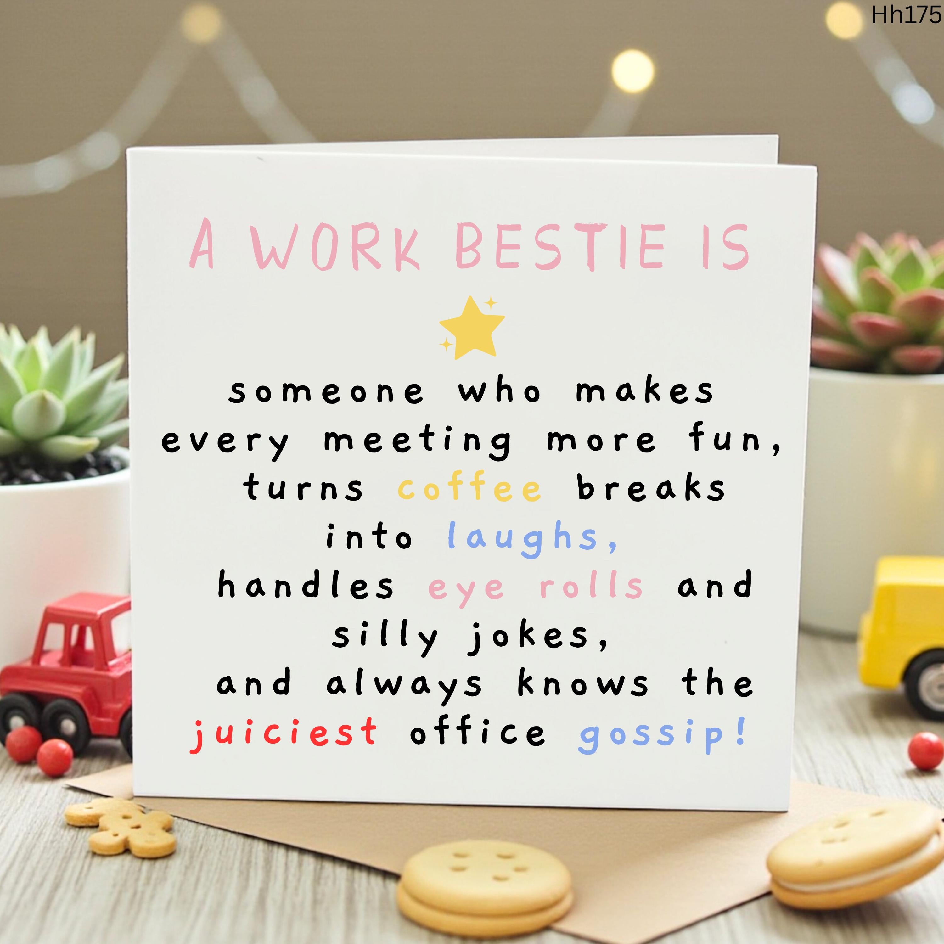 Funny Work Bestie Birthday Card, Cute Coworker Friend Greeting Card, Office Gossip Colleague Card, Leaving Farewell Card for Work Friend
