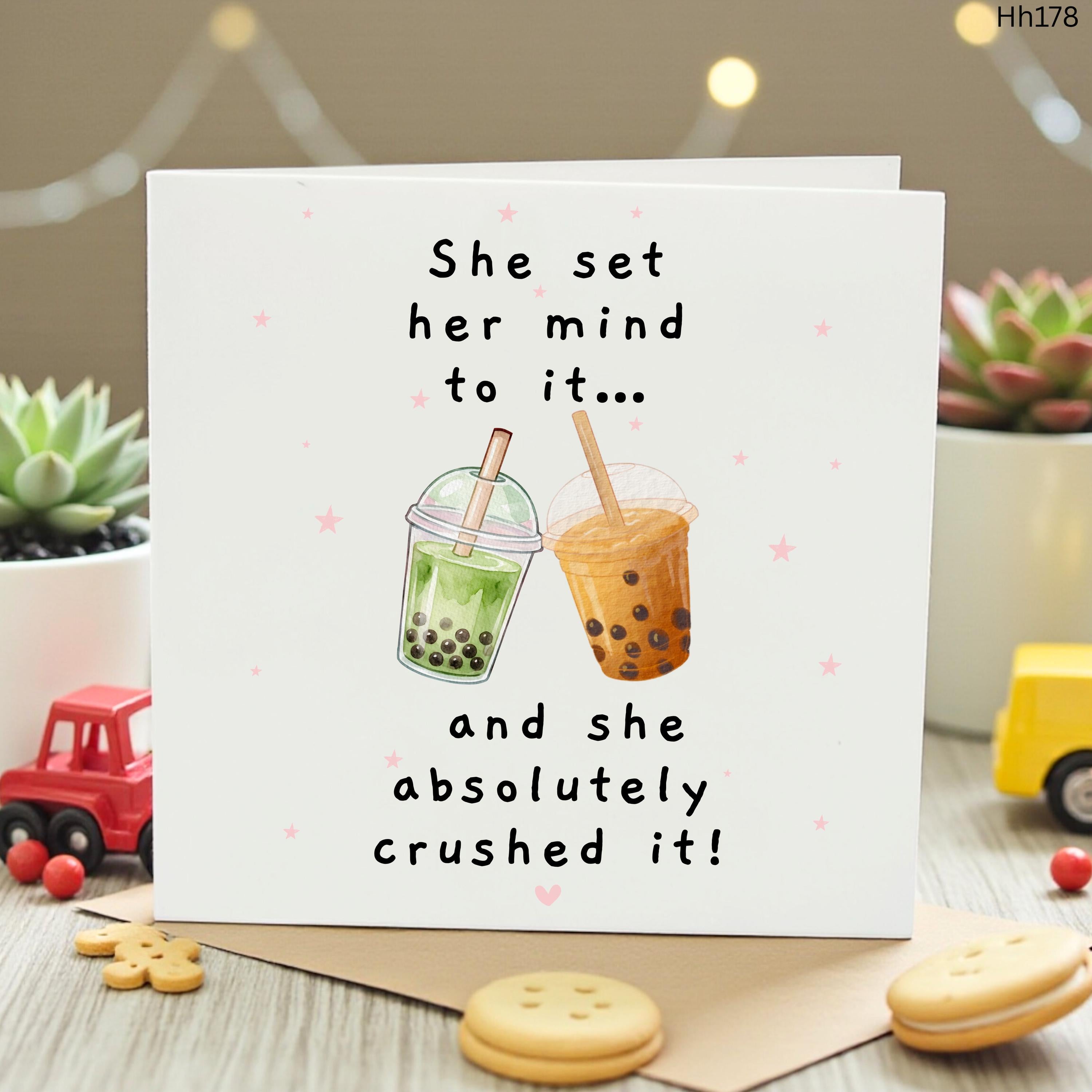 Boba Congratulations Card for Her, Congratulations Card She Crushed It, Well Done Card for Friend, New Job Graduation Accomplishment Card