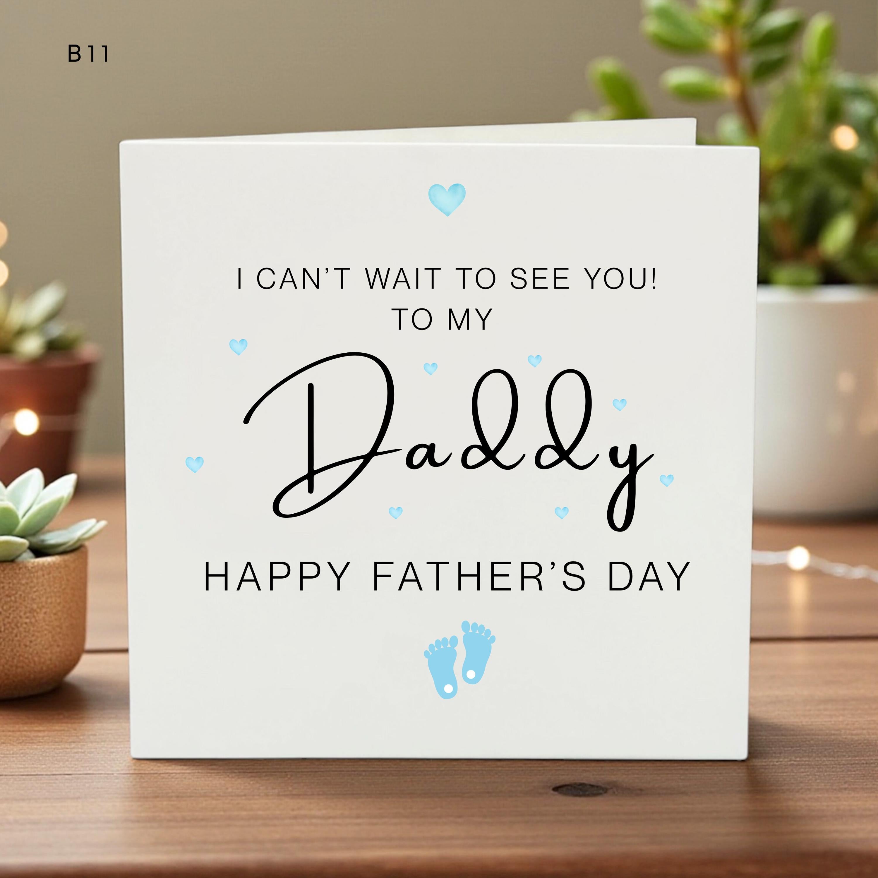 Personalized 1st Father’s Day Card, Cute Baby Feet Design, Custom Daddy Message, Kids Love Gift, Unique New Dad Card